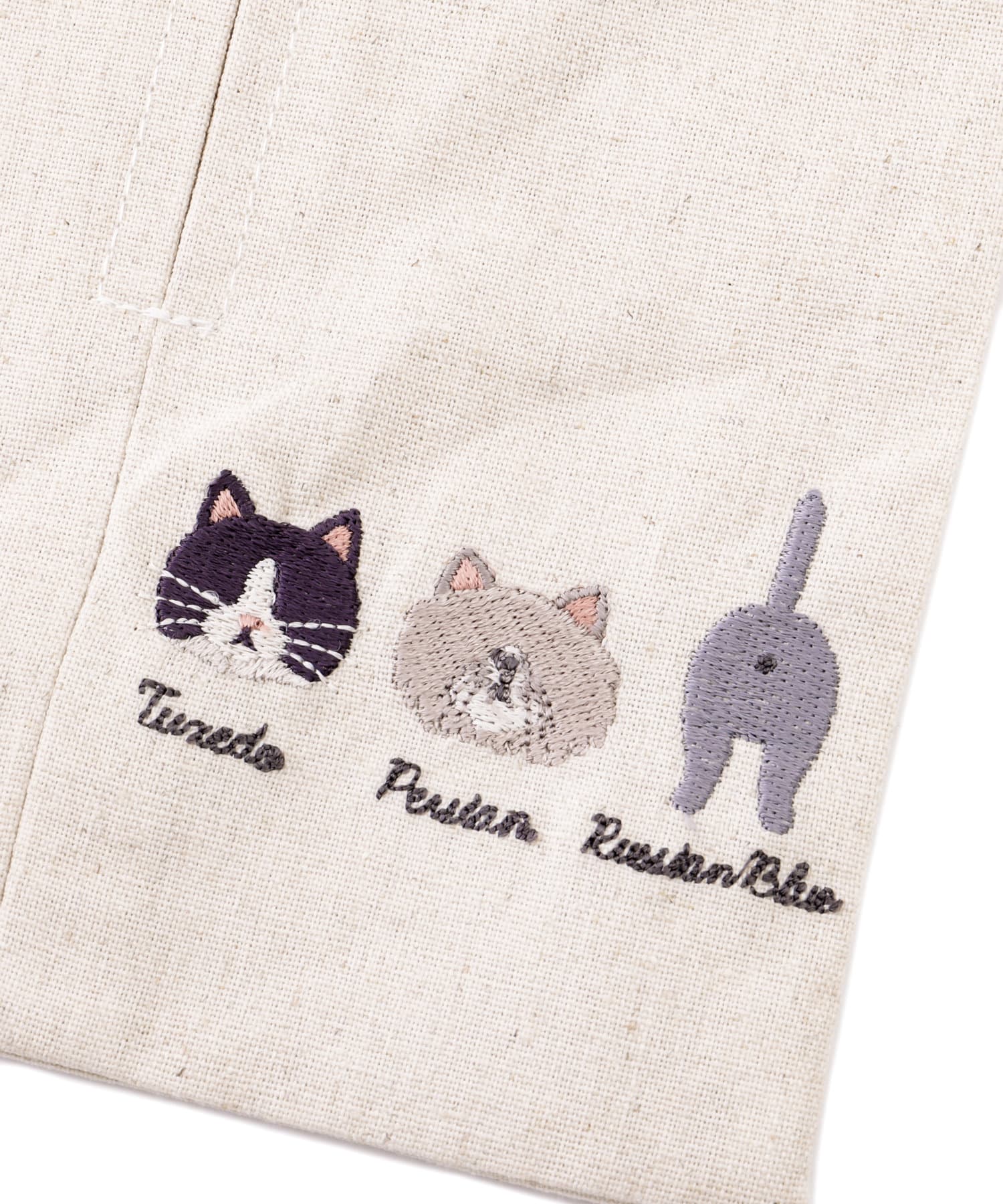 ハンドメイドティッシュカバー猫刺繍 - ファッション/小物