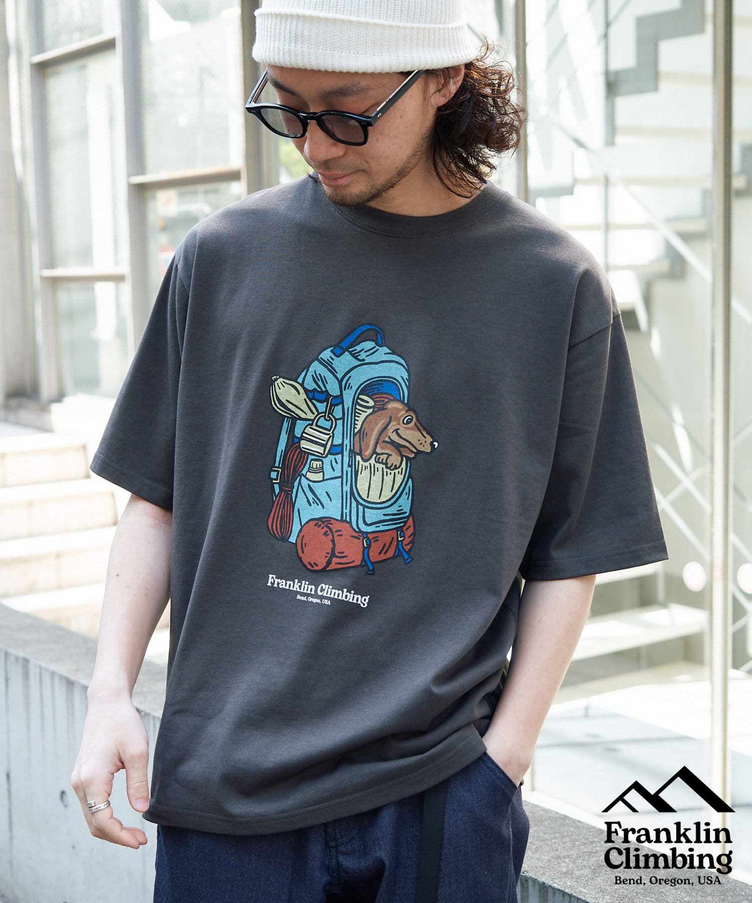 90s フランクリン　クライミング　プリントTシャツ