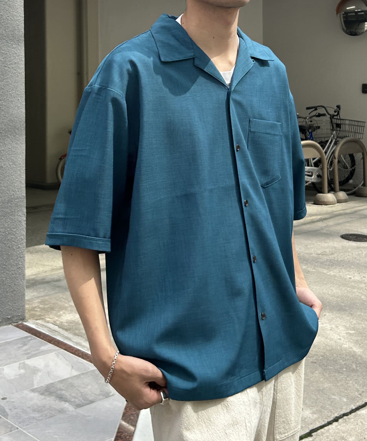 CPCM(シーピーシーエム) 杢調半袖開襟シャツ