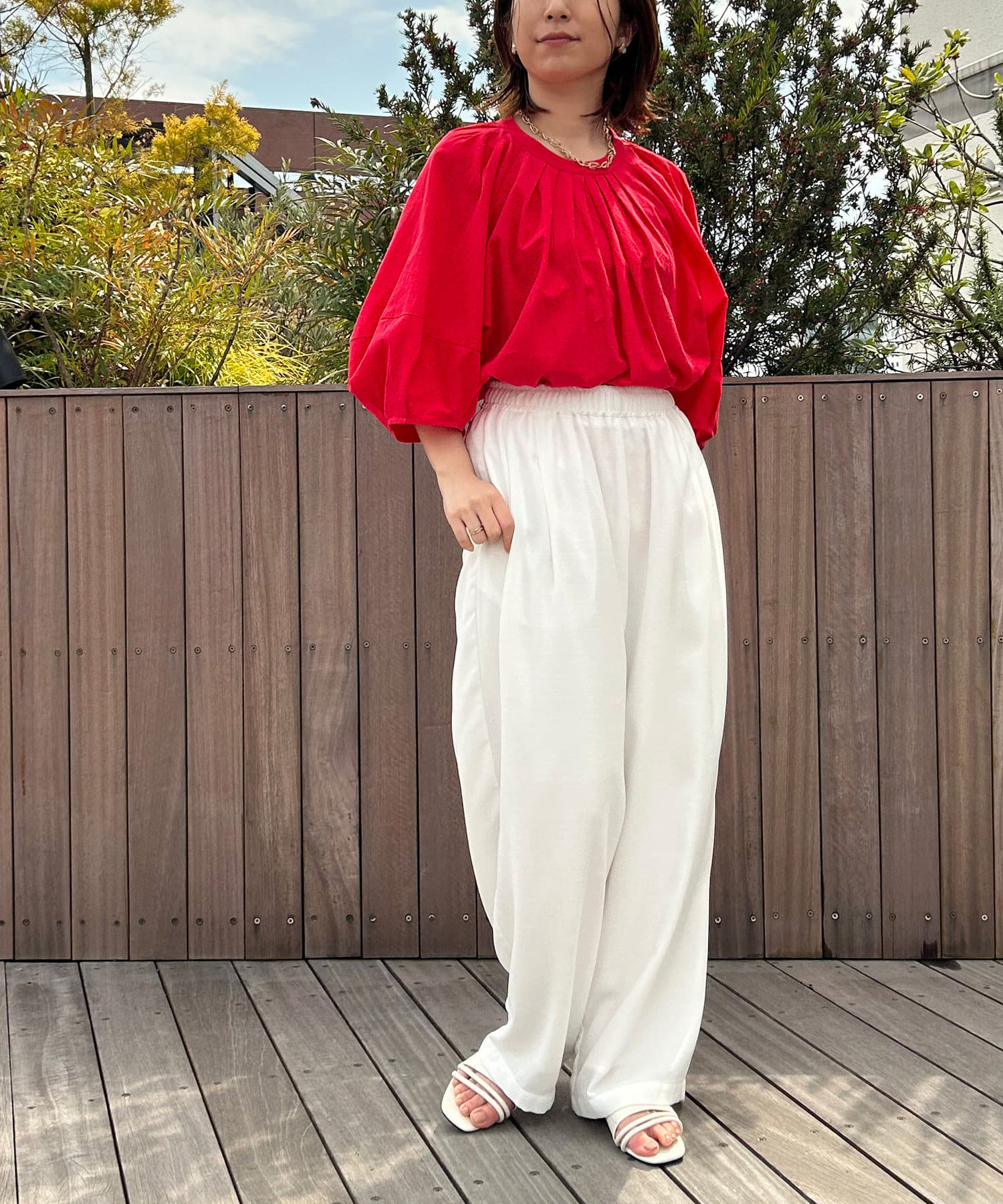 レディース デザインセンス ランタンスリーブ ブラウス ファンガスエッジ Vネック シャツ Sweet系 イエロー L シャツ、ブラウス 