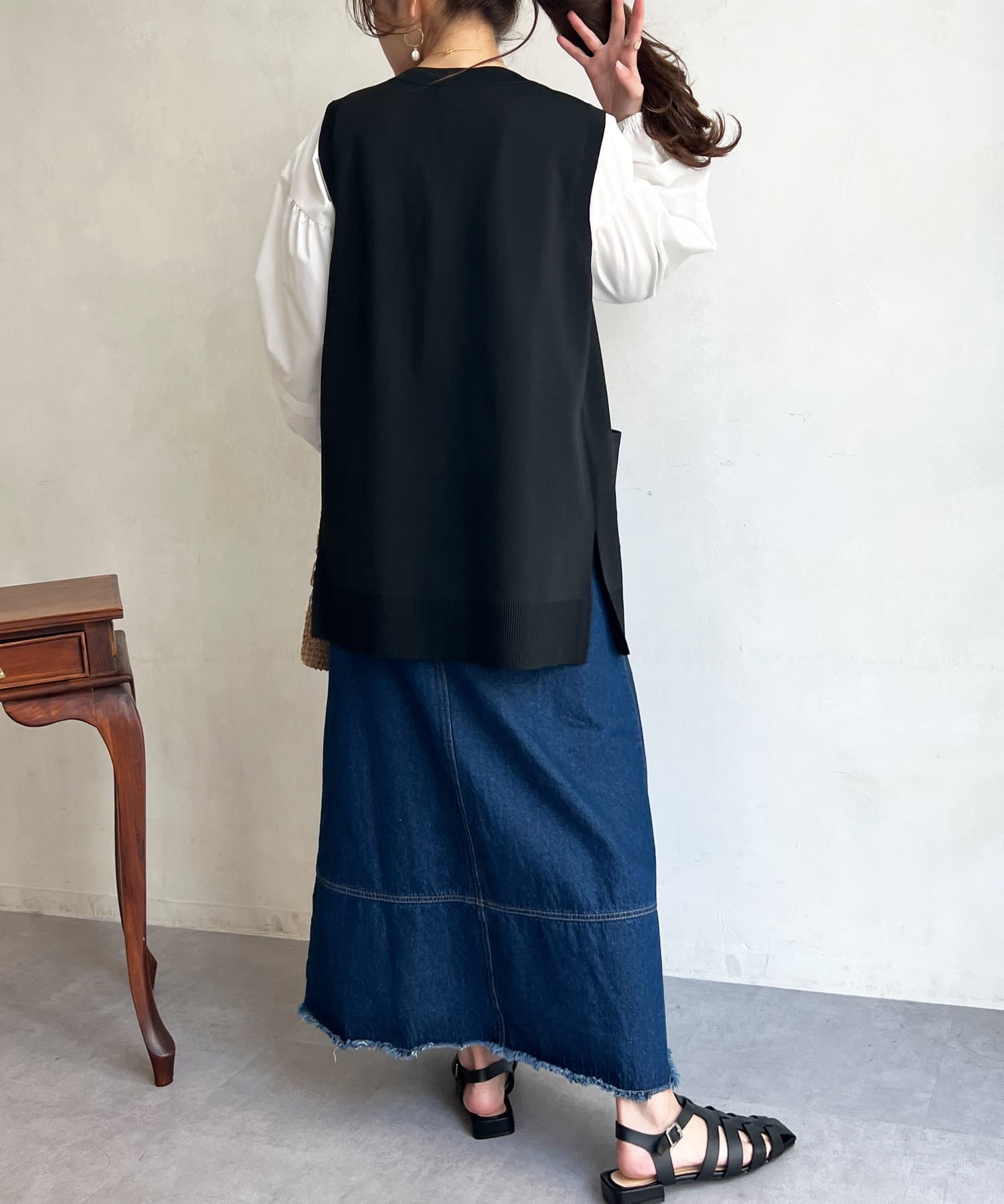 Chez toi(シェトワ) リングスナップ軽量ニットジレ