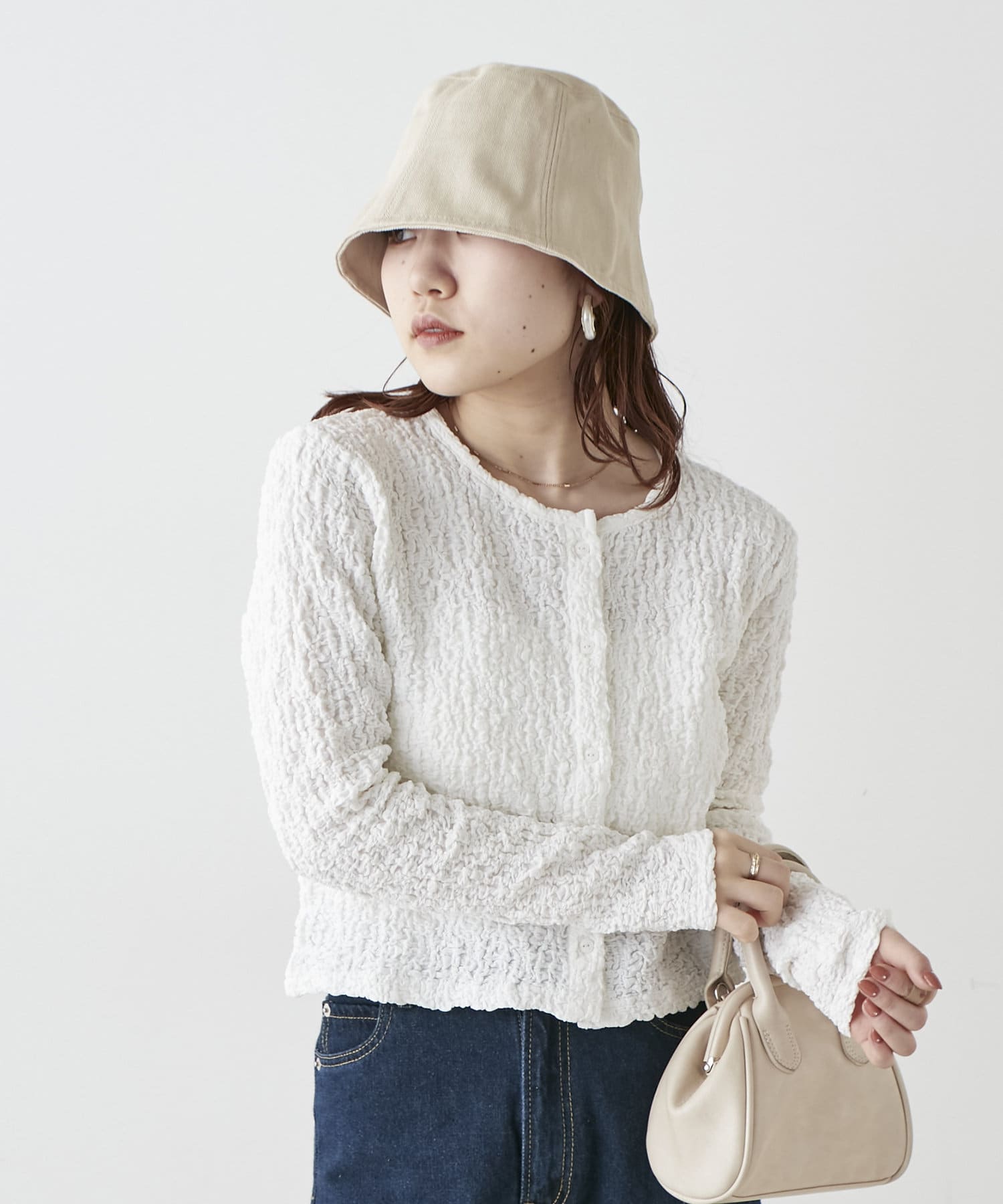 クシュクシュジャガードカーディガン | NICE CLAUP / OLIVE des OLIVE