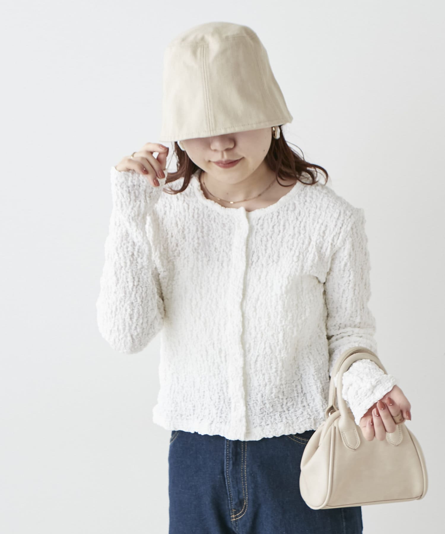 クシュクシュジャガードカーディガン | NICE CLAUP / OLIVE des OLIVE