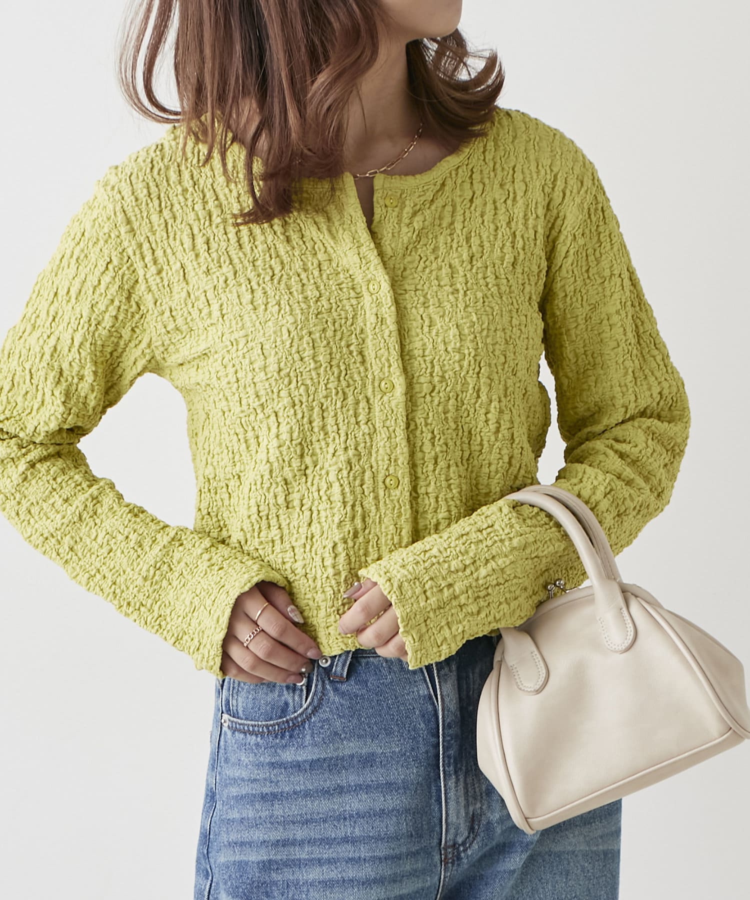 クシュクシュジャガードカーディガン | NICE CLAUP / OLIVE des OLIVE