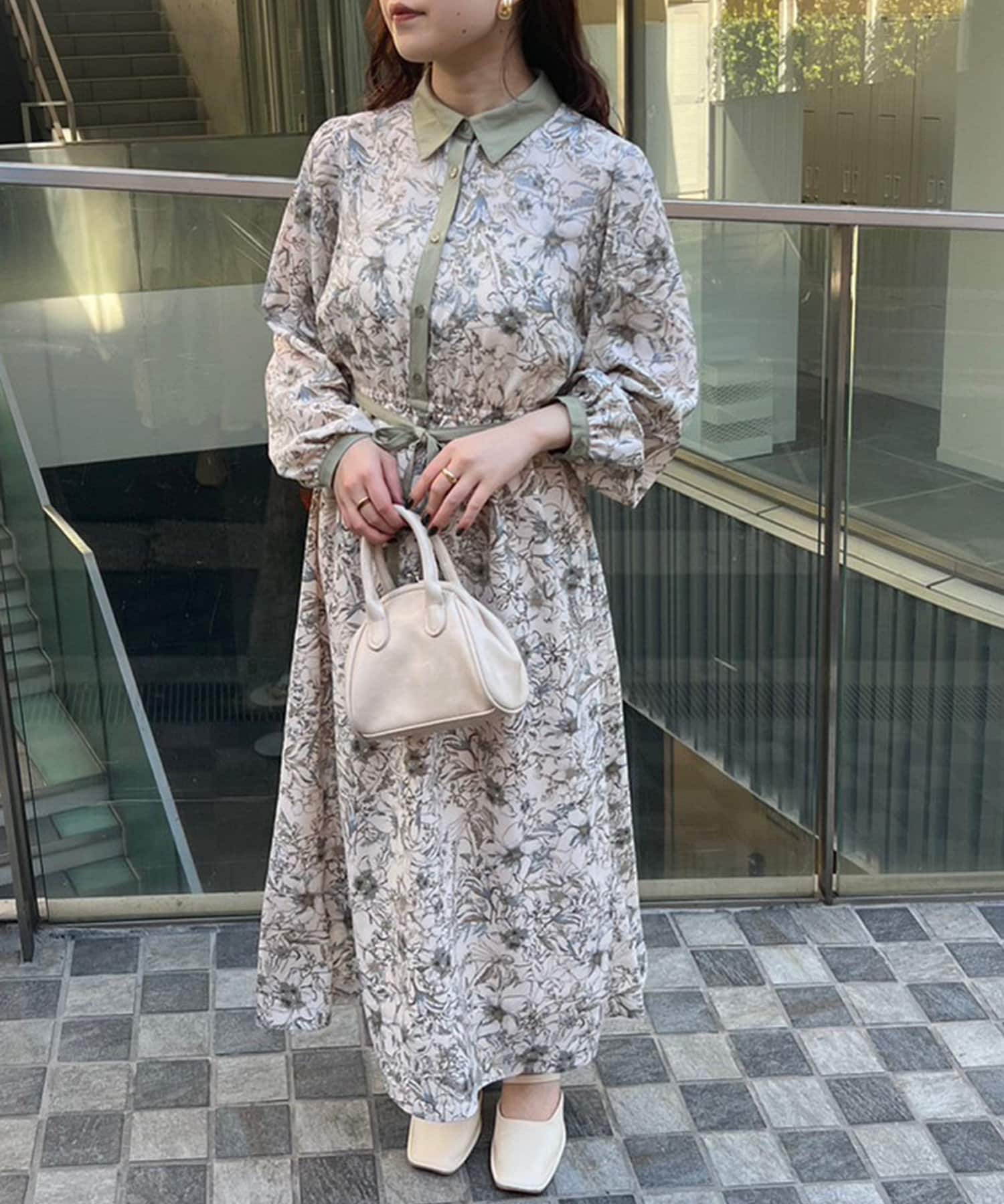 線画花柄ワンピース | NICE CLAUP / OLIVE des OLIVE OUTLET(ナイ