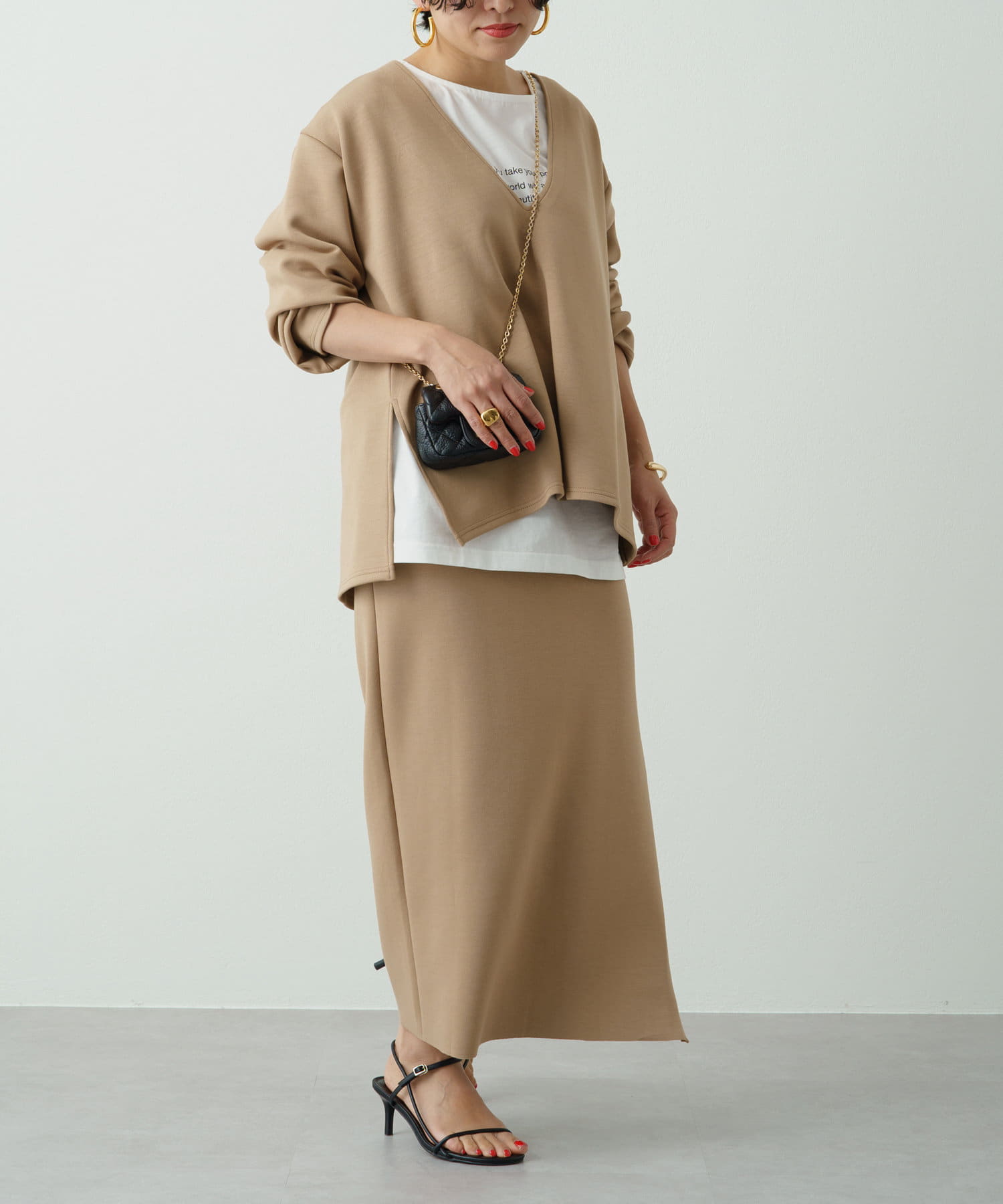 OUTLET(アウトレット) 【Loungedress】ポンチZIPタイトスカート