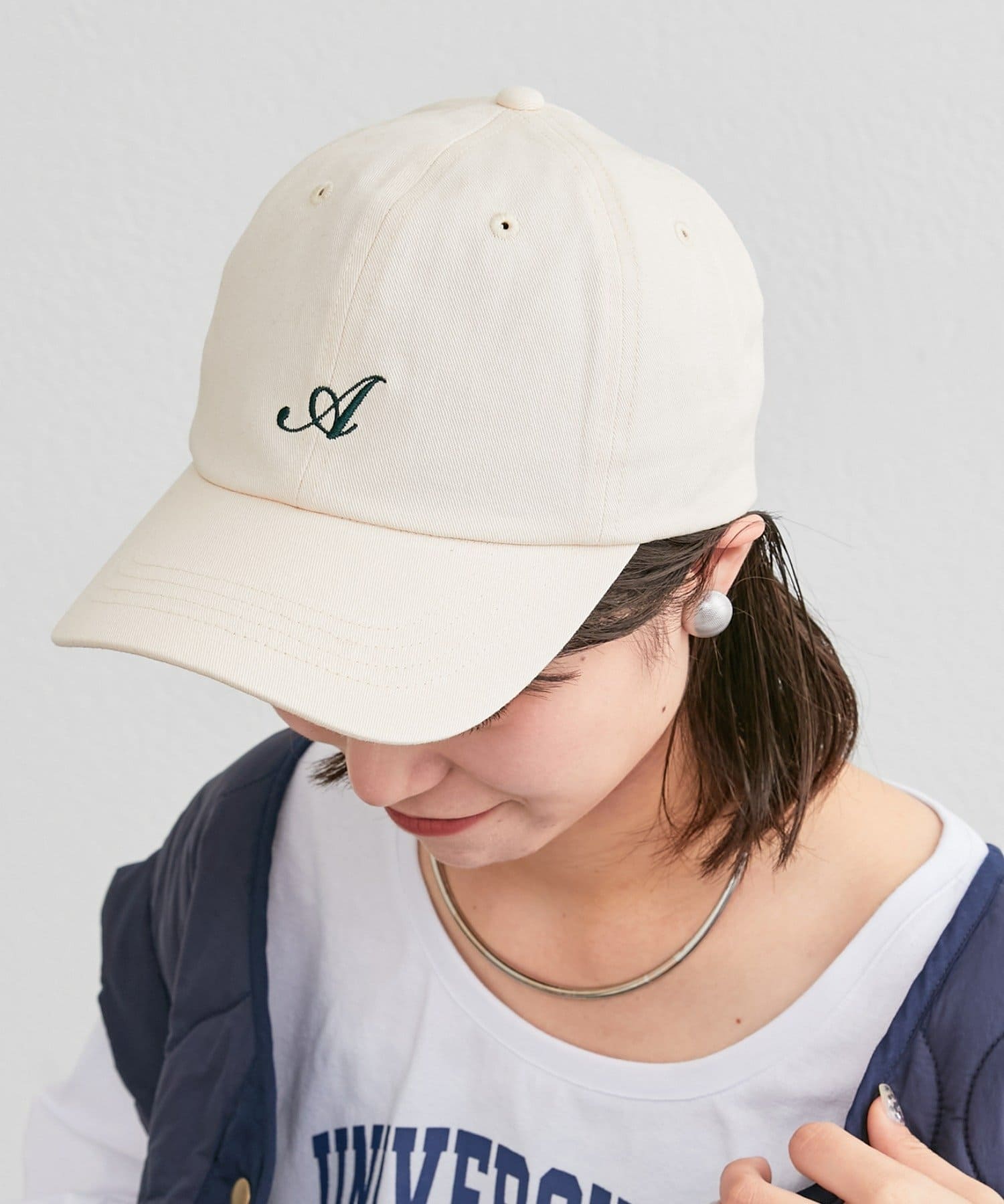 SALE／60%OFF】 イニシャル 帽子 キャップ 白 ホワイト カジュアル