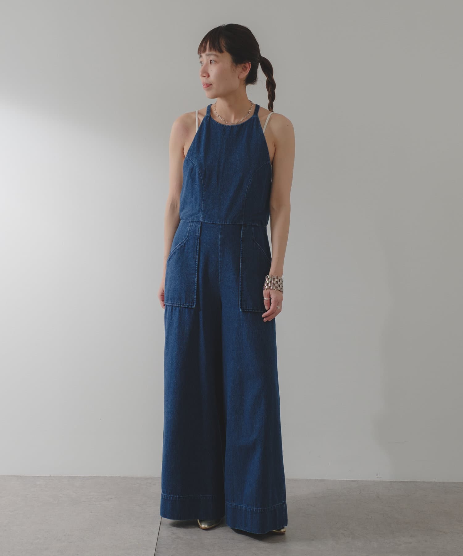 Denim halter neck overalls | Pasterip(パセリ)レディース | PAL