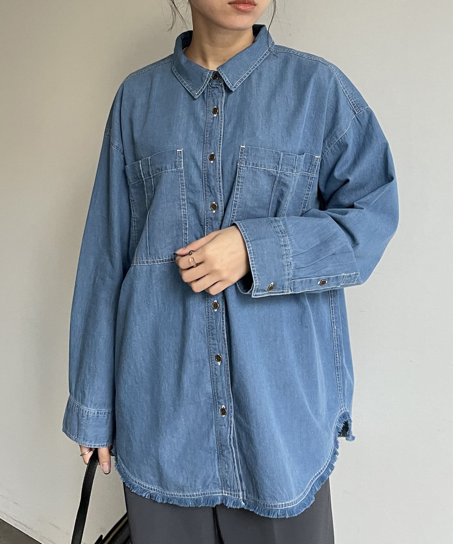 【Styling/kei shirahata】カットオフデザイン　デニムガウン Styling/kei shirahata】カットオフデザイン デニムガウン