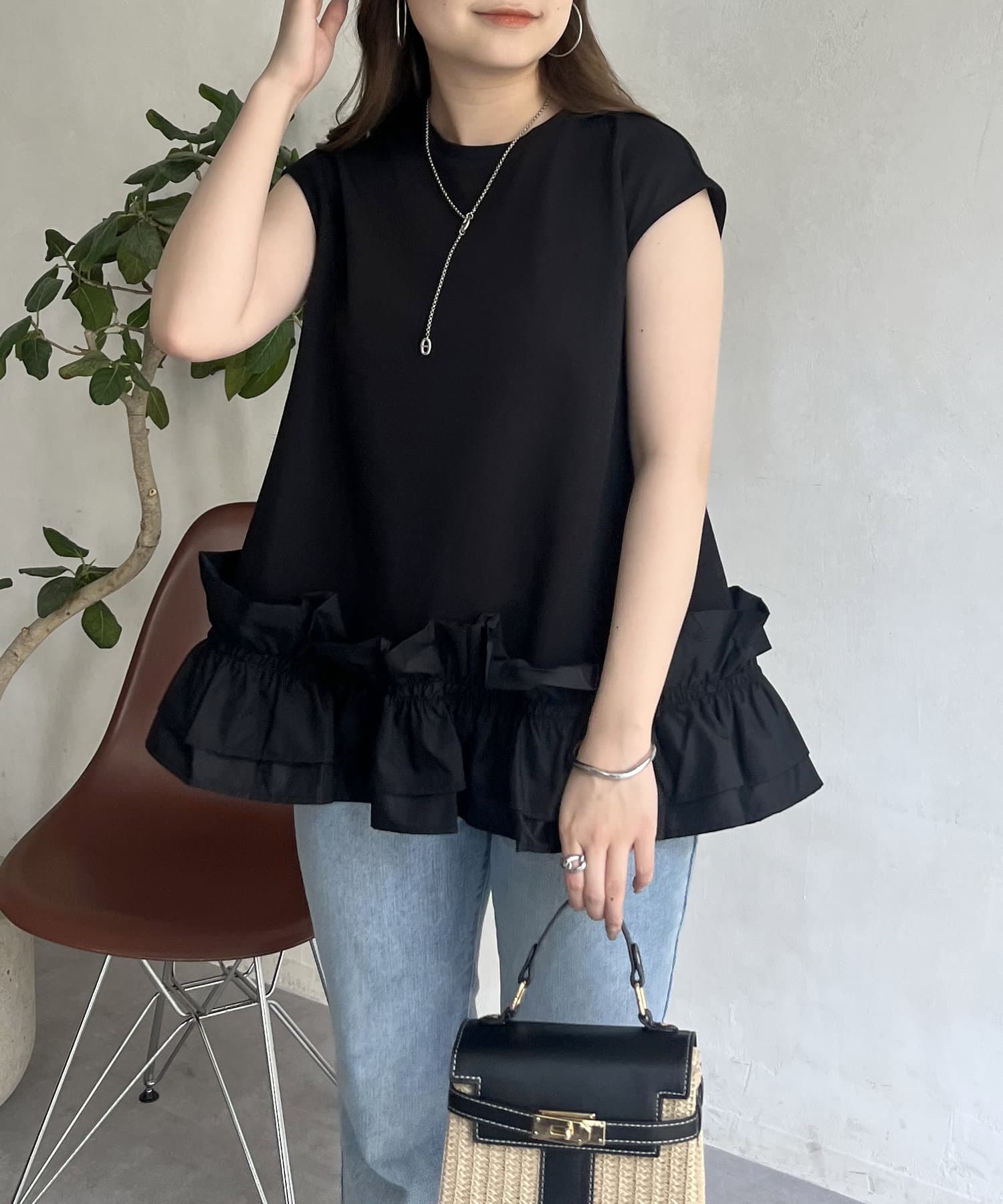 prose verse(プロズヴェール) ボトムフリルノースリーブブラウス