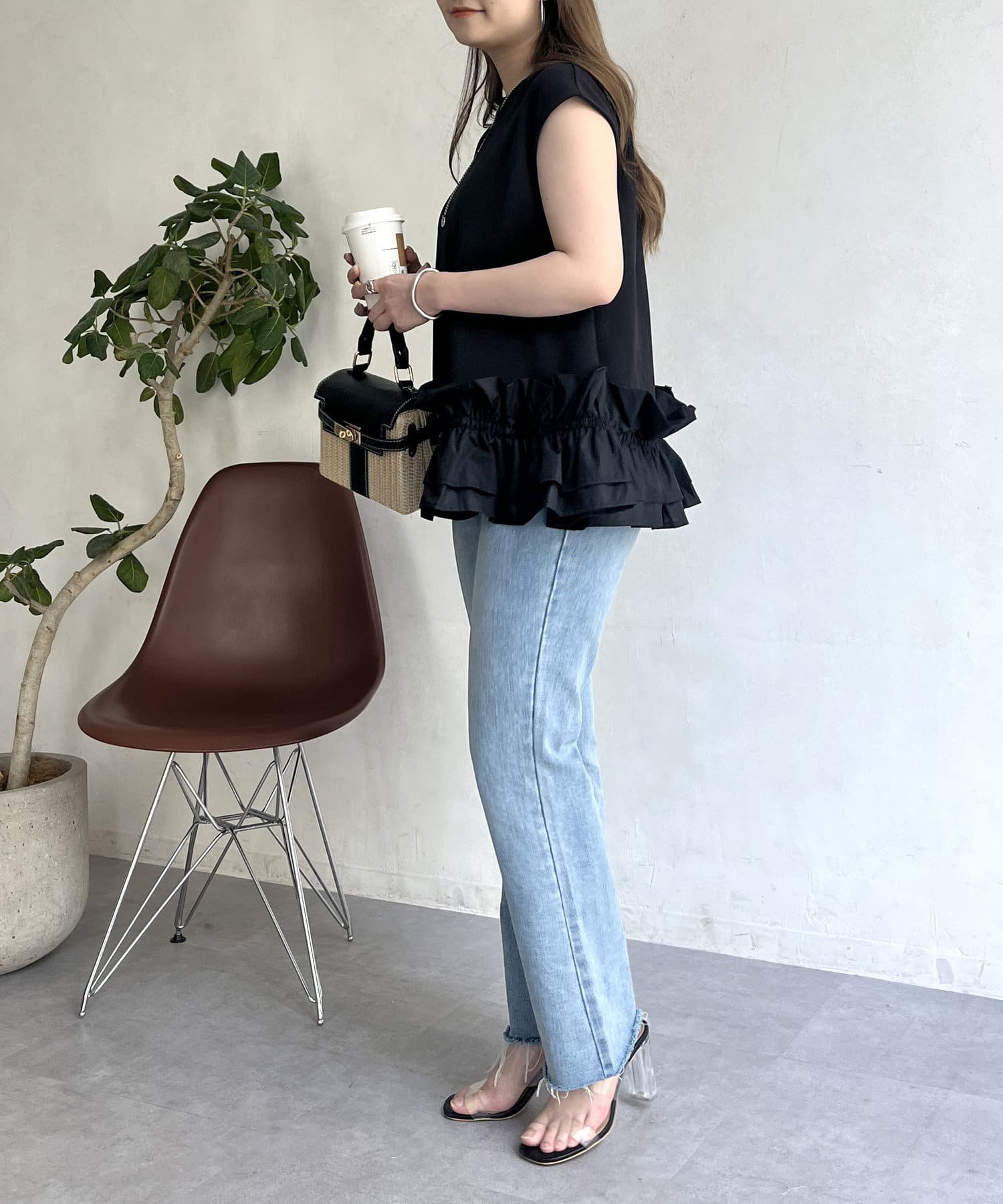 prose verse(プロズヴェール) ボトムフリルノースリーブブラウス