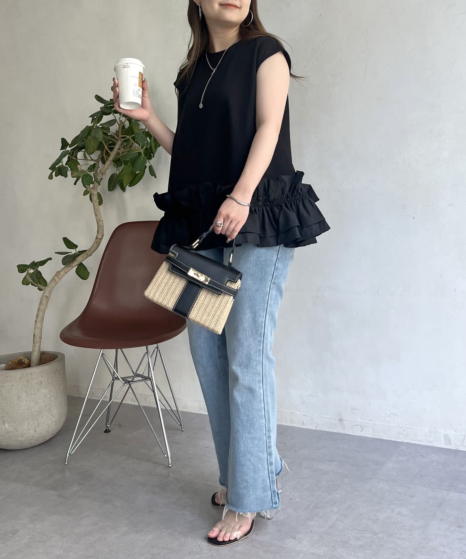 prose verse(プロズヴェール) ボトムフリルノースリーブブラウス