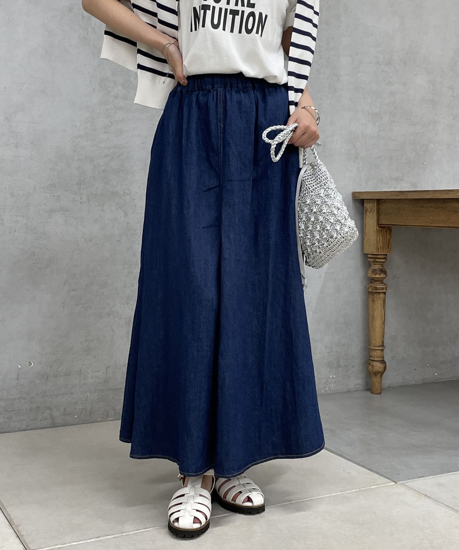 un dix cors(アンディコール) デニムフレアスカート