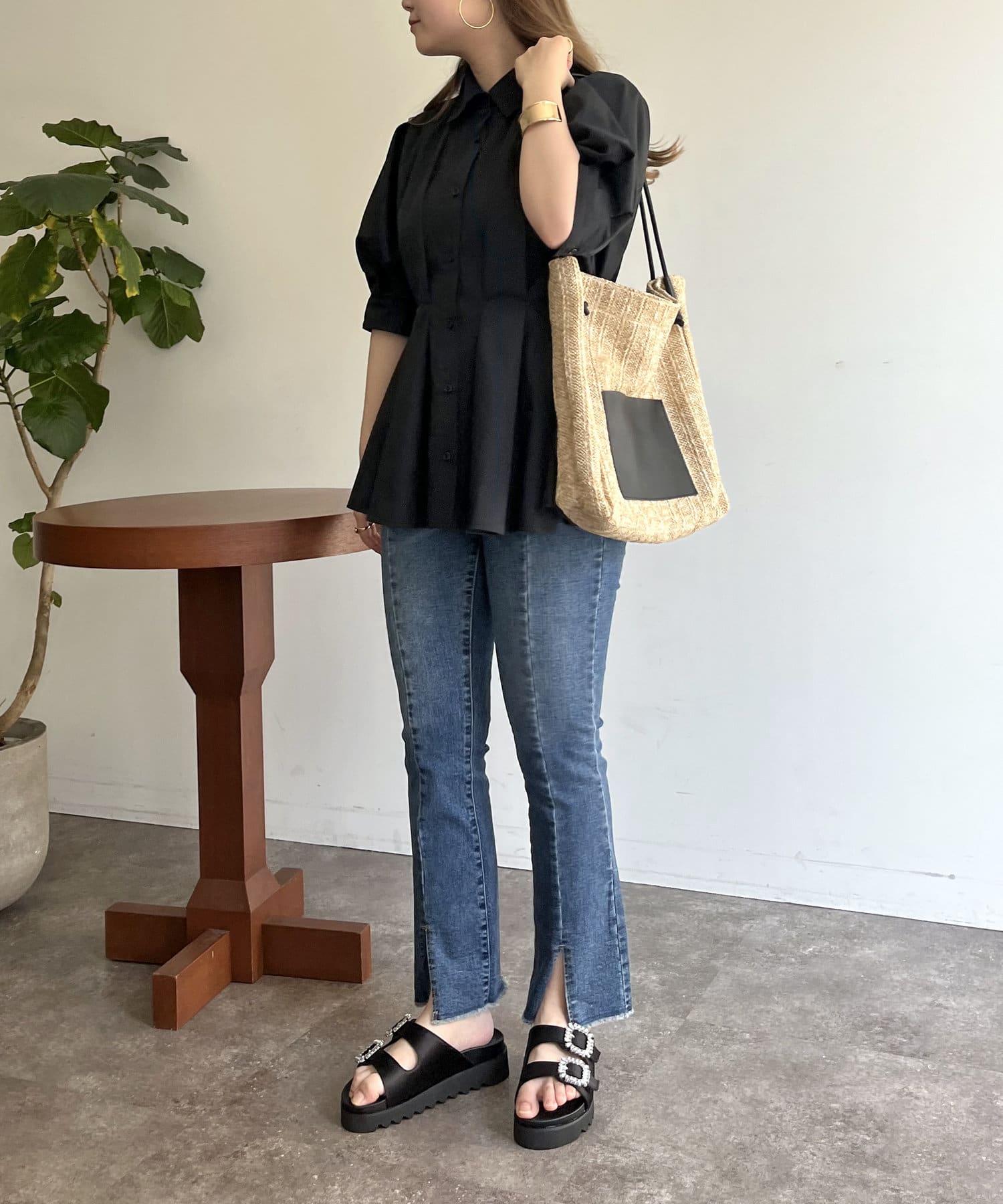 prose verse(プロズヴェール) ウエストタックペプラムブラウス