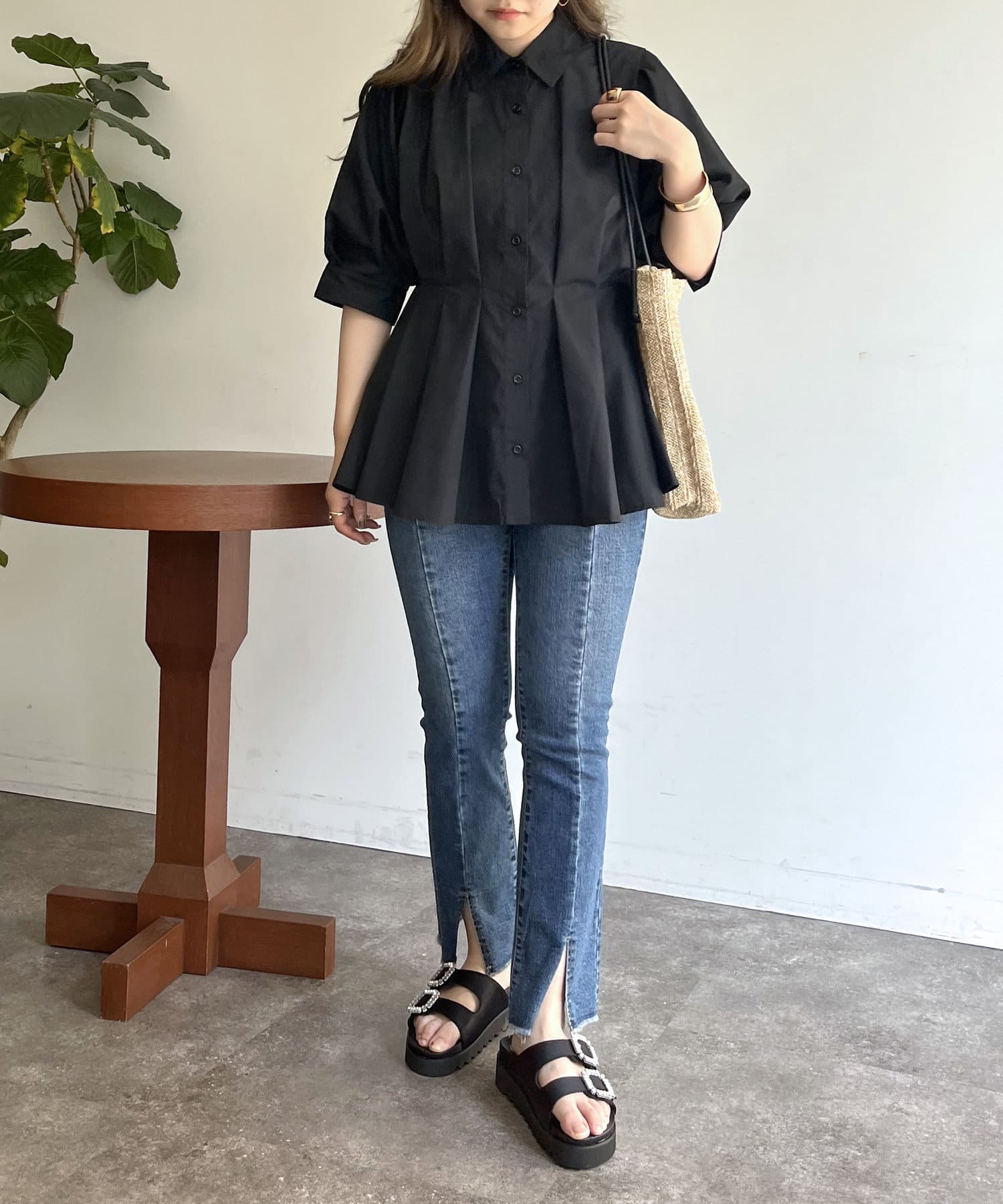 prose verse(プロズヴェール) ウエストタックペプラムブラウス