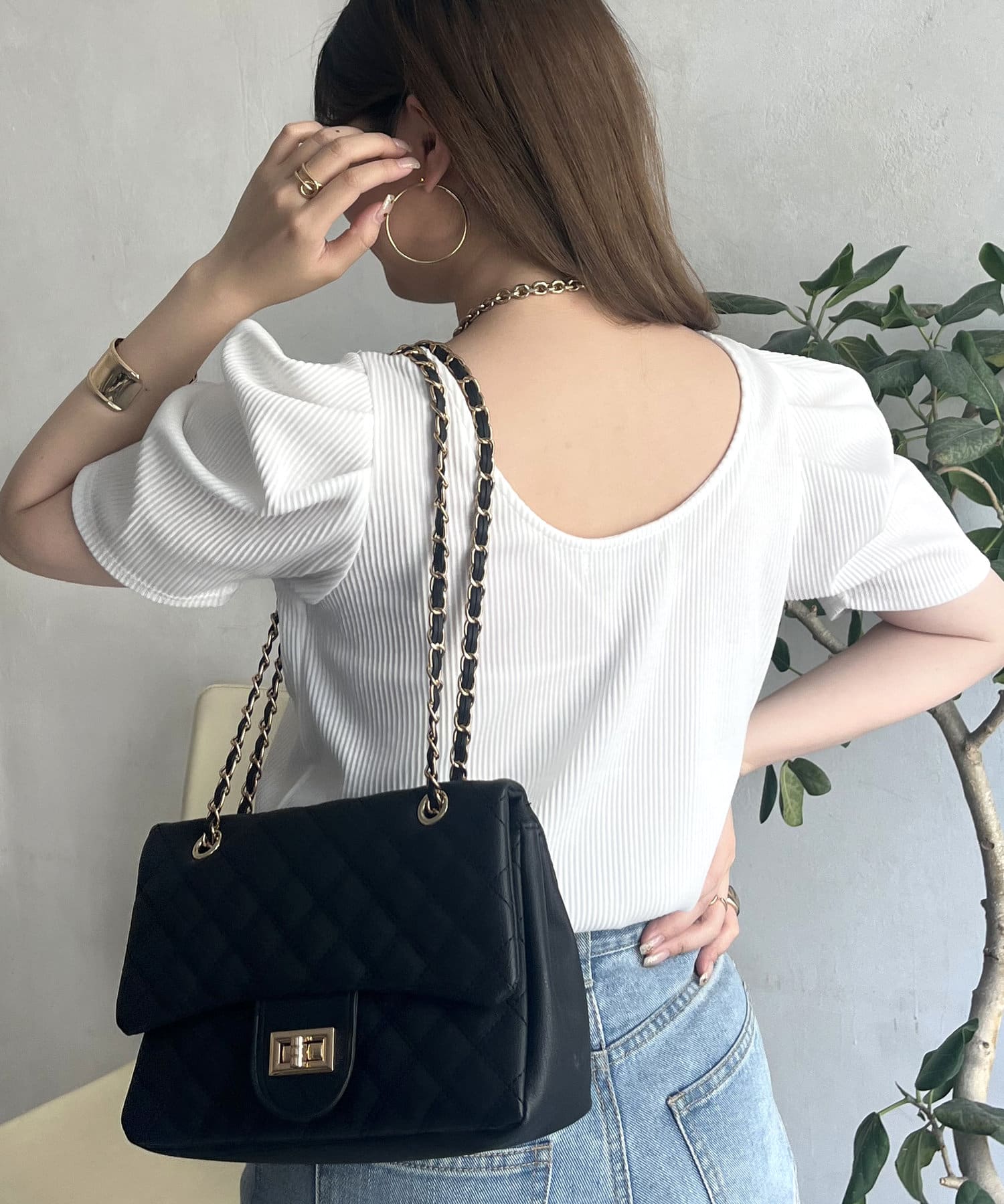 prose verse(プロズヴェール) バックオープンパワショルリブカットソー