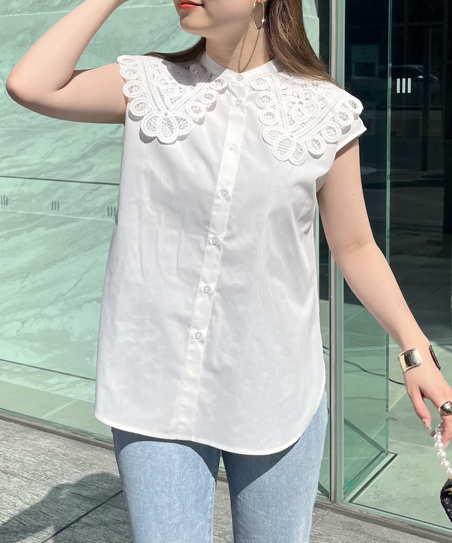 prose verse(プロズヴェール) モチーフレースBIGえりブラウス