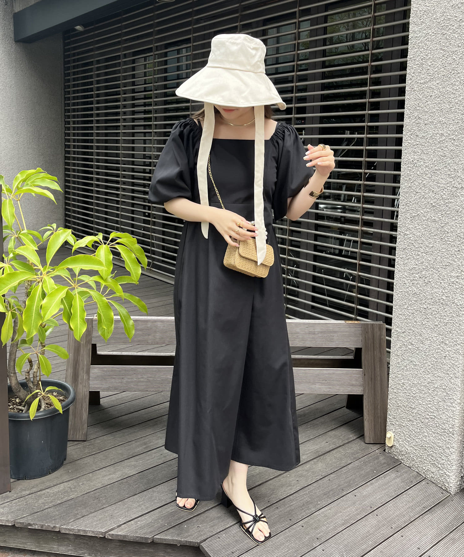 cheval　DaisyPuffslimトラベルパフワンピース スクエアバルーンパフワンピース | prose verse(プロズヴェール