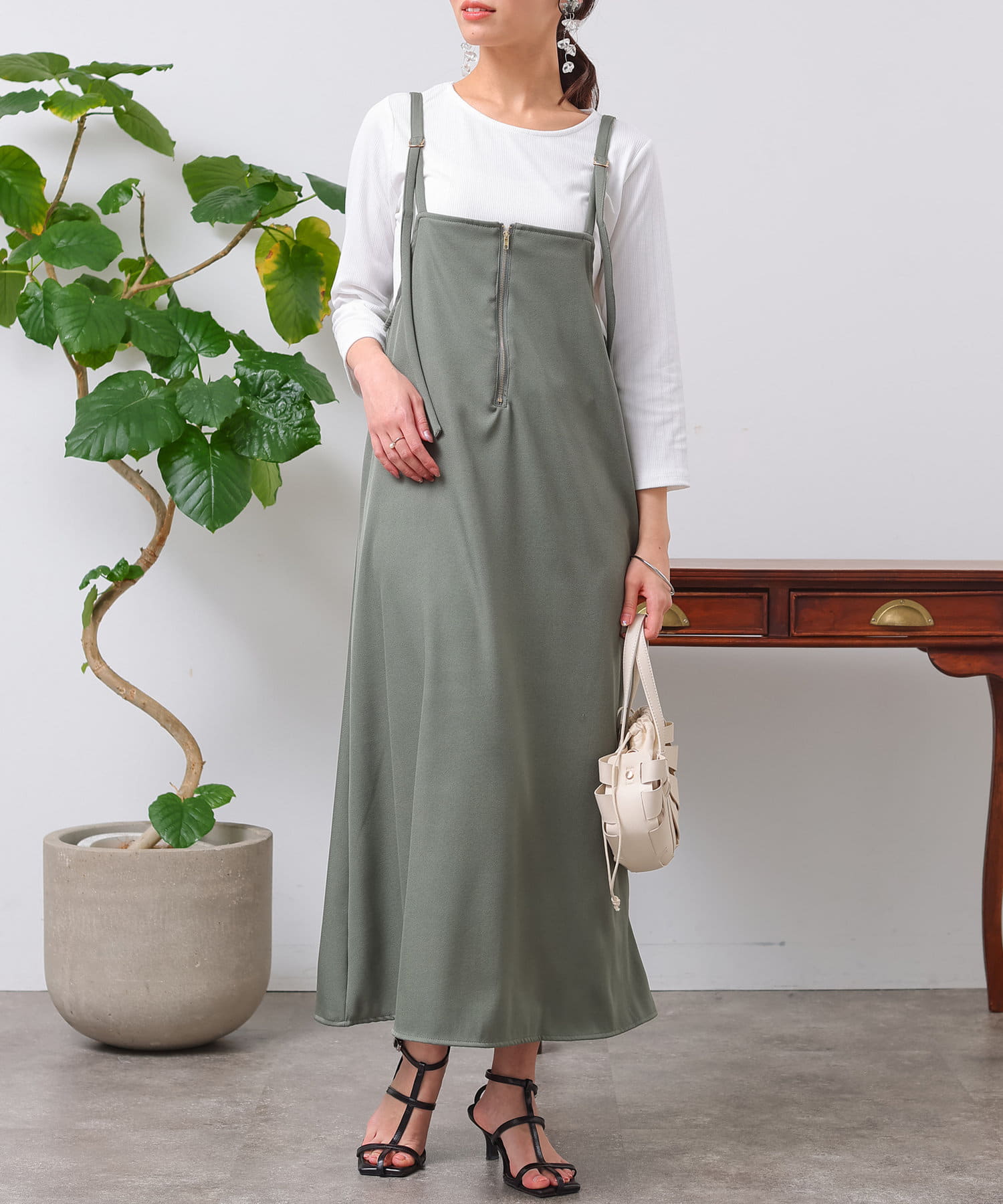 pasterip パセリ　スエード　キャミ カットリブT×ZIPキャミワンピース | Chez toi(シェトワ