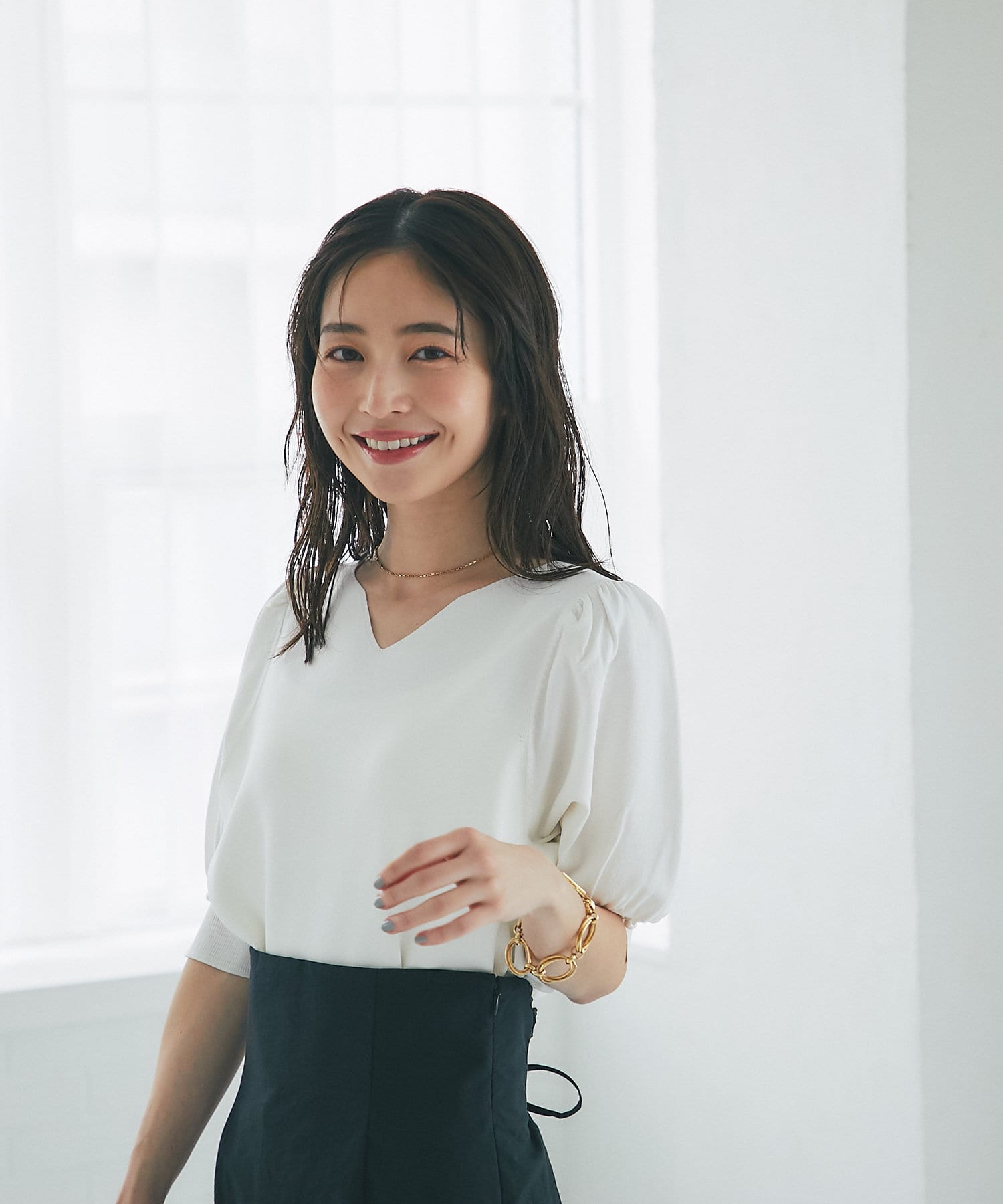 新品未使用　接触冷感・UVカット　クールタッチUV変形ネックニット 人気シリーズ・接触冷感・UVカット】クールタッチUV変形ネック