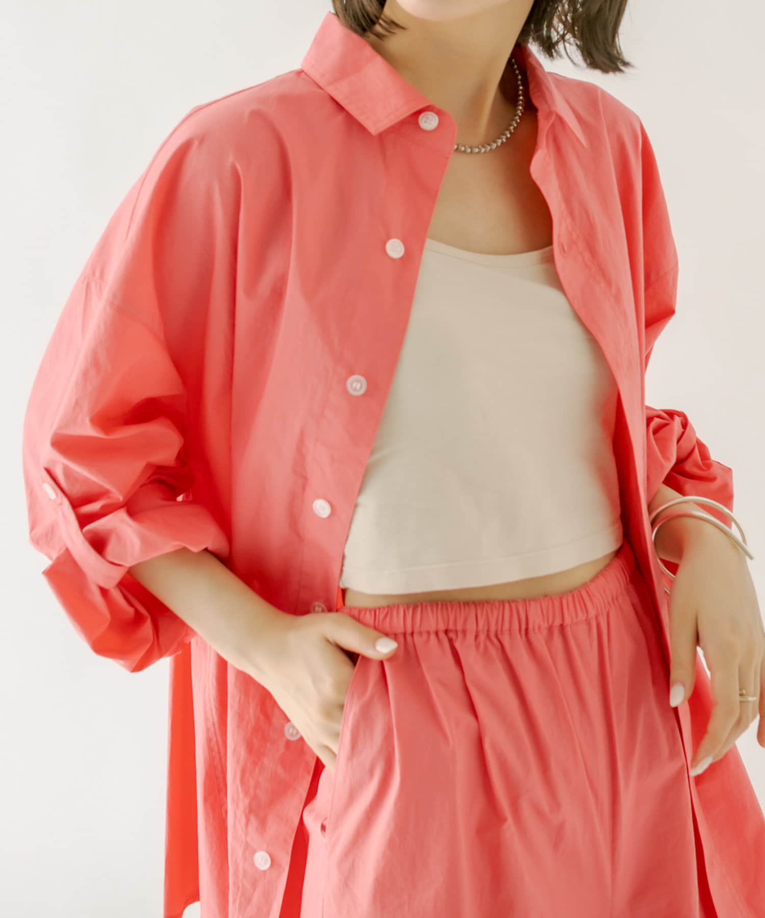 OUTLET(アウトレット) 【mystic】ロールアップシャツ