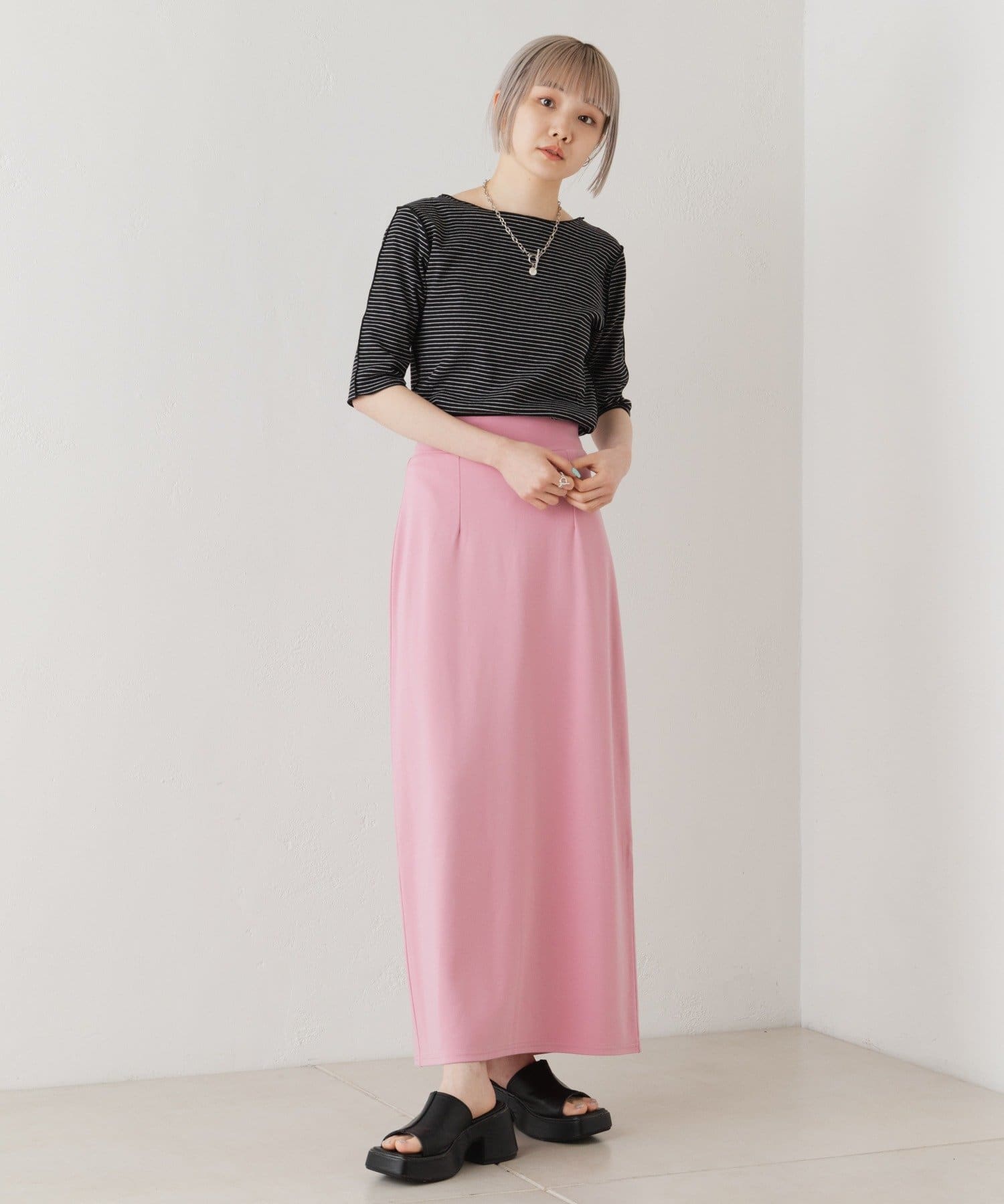 OUTLET(アウトレット) 【Kastane】テレコボーダー5分袖Tee