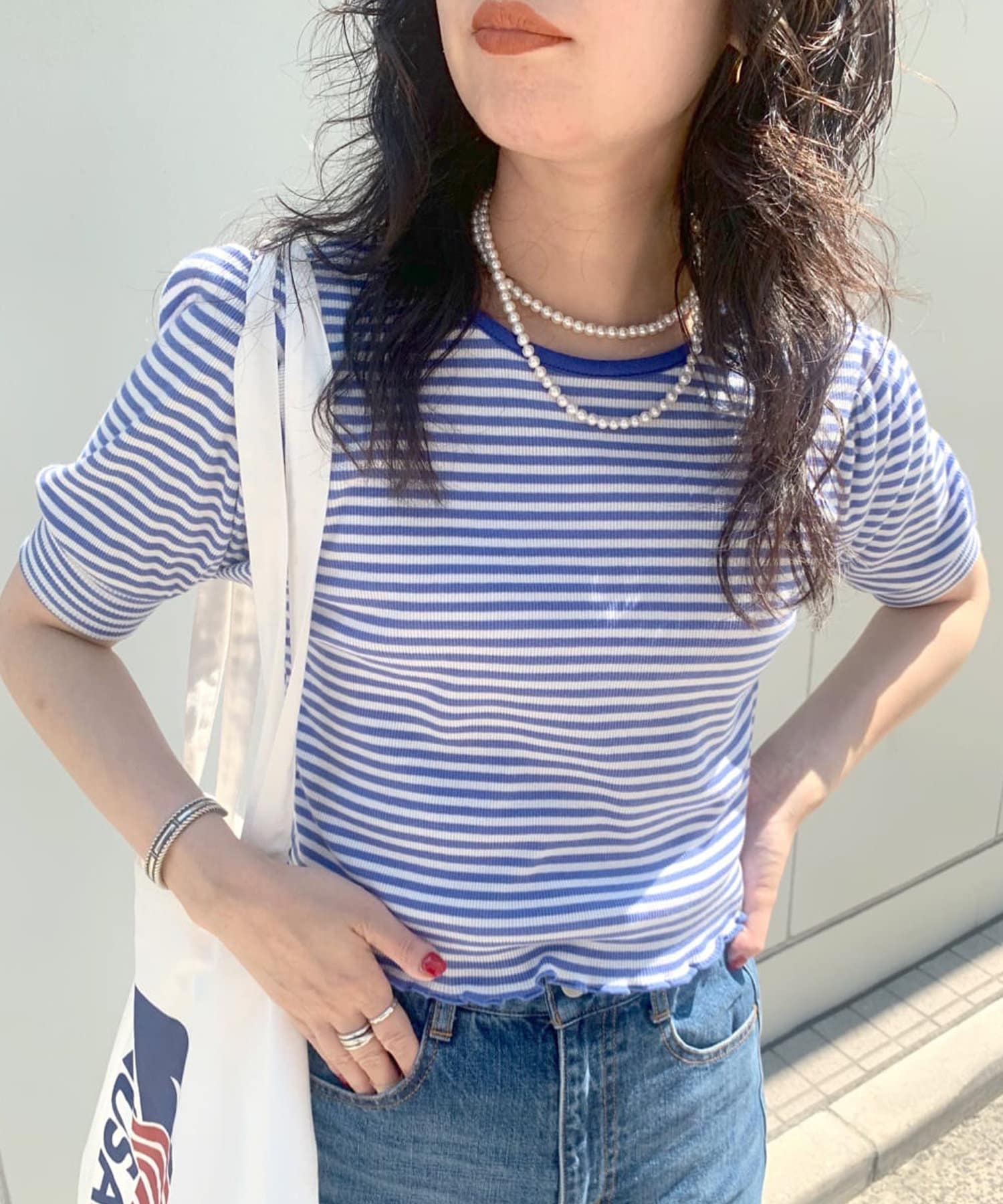 OUTLET(アウトレット) 【SHENERY】2WAYテレコボーダーパフTEE