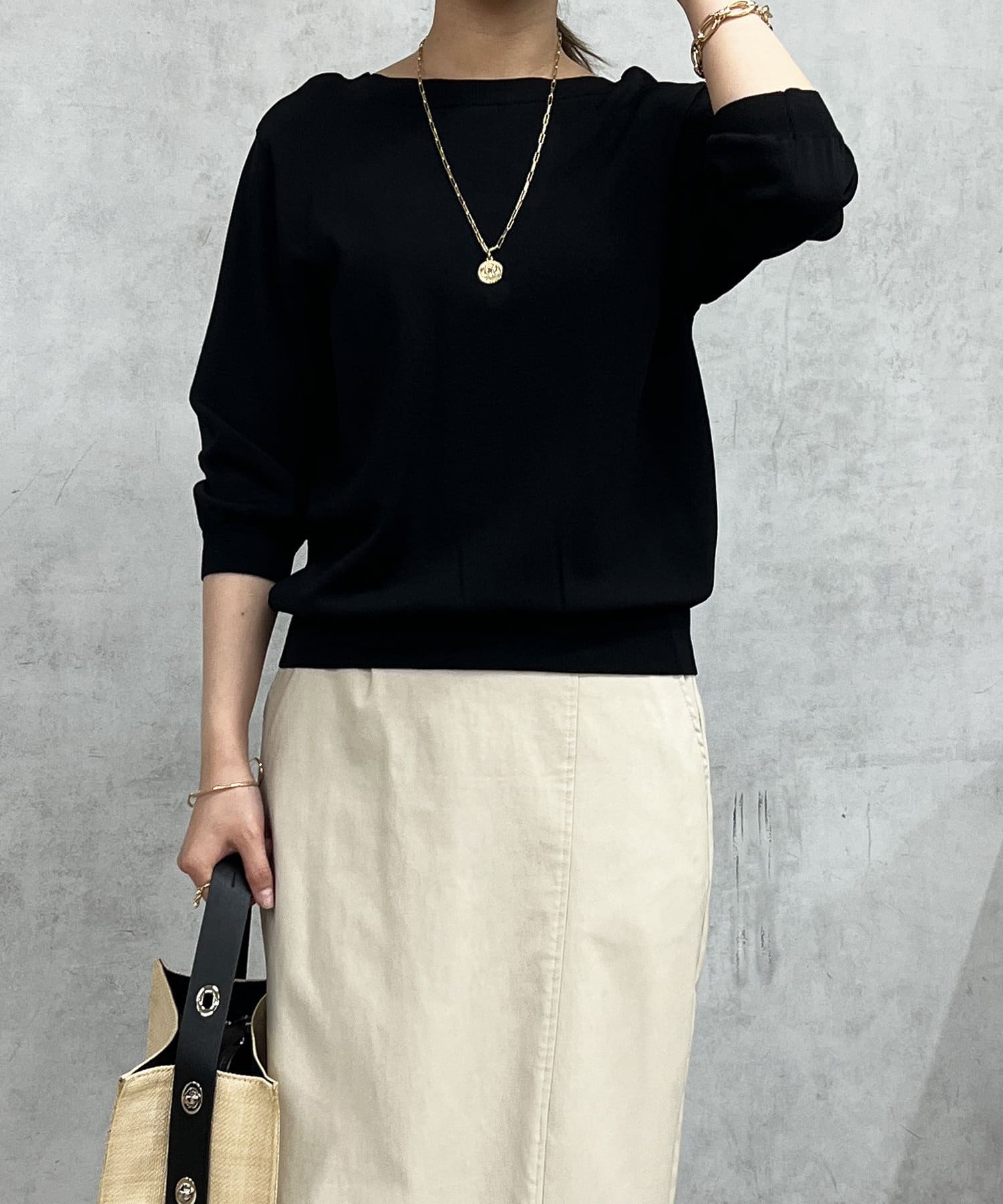 un dix cors(アンディコール) 五分袖ニットプルオーバー