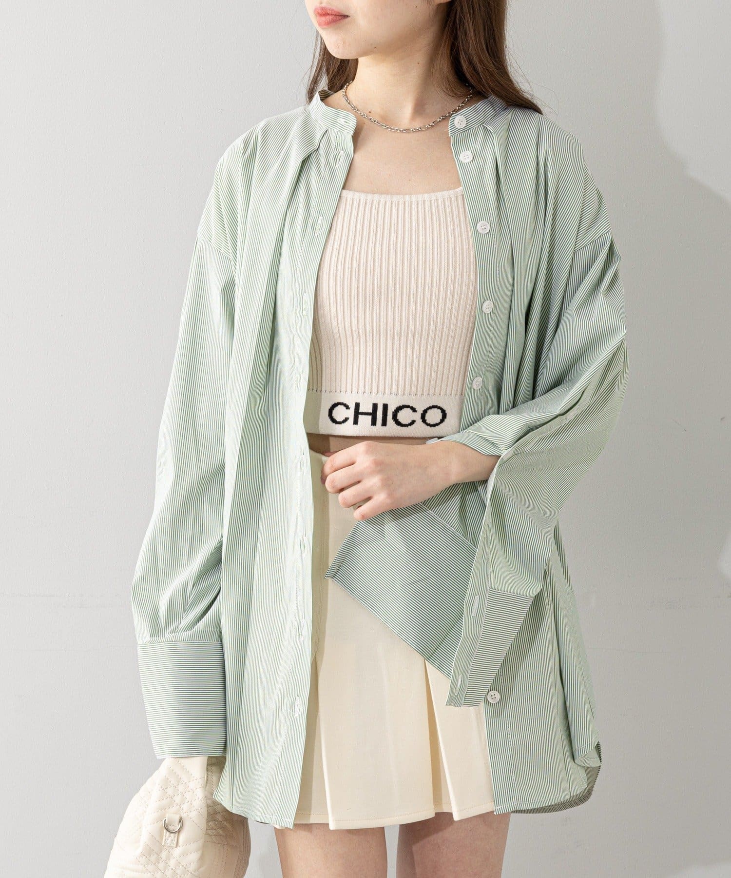 Chico】ストライプオープンスリーブシャツ | OUTLET(アウトレット