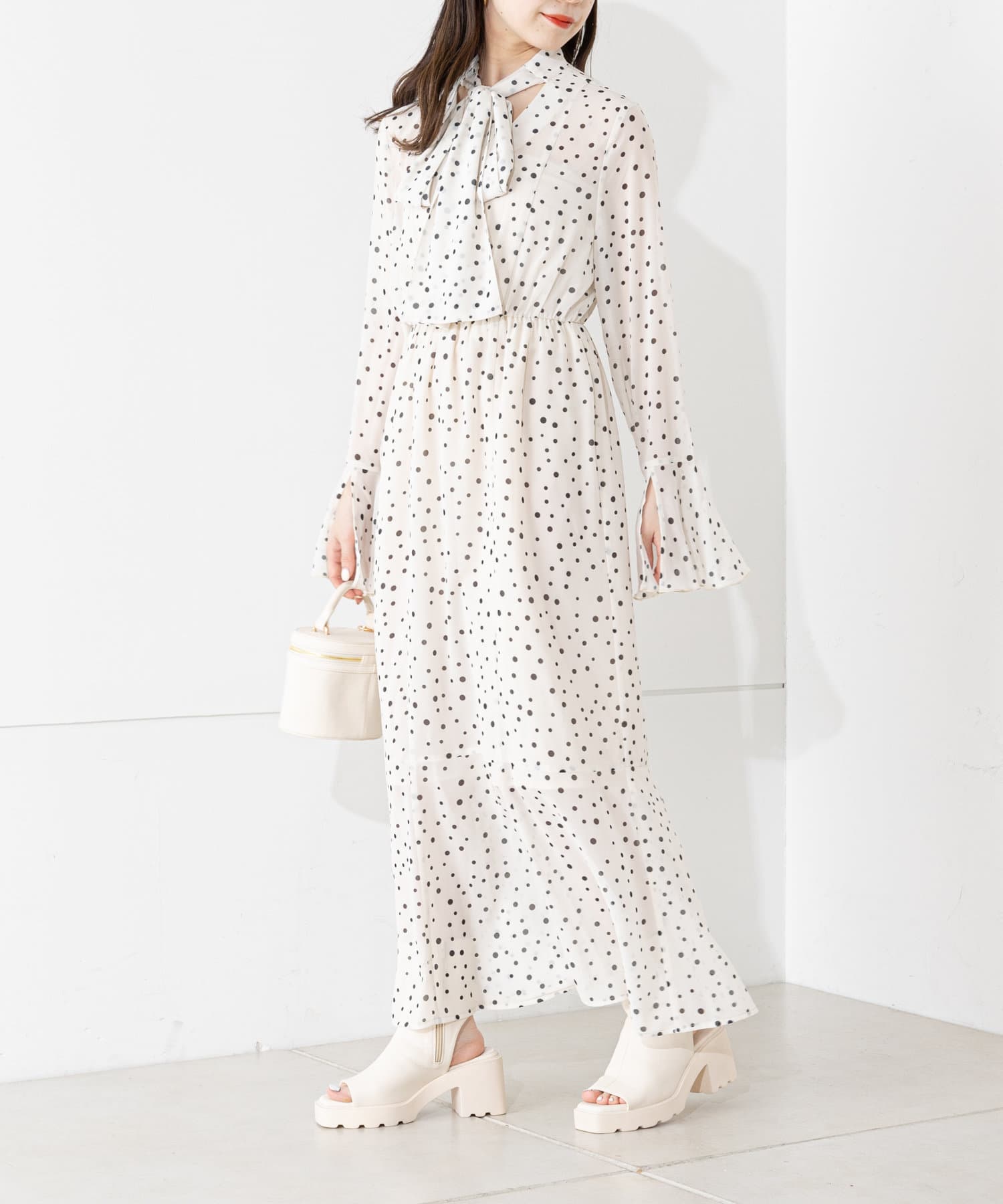 Chico】ボウタイフリルロングワンピース | OUTLET(アウトレット