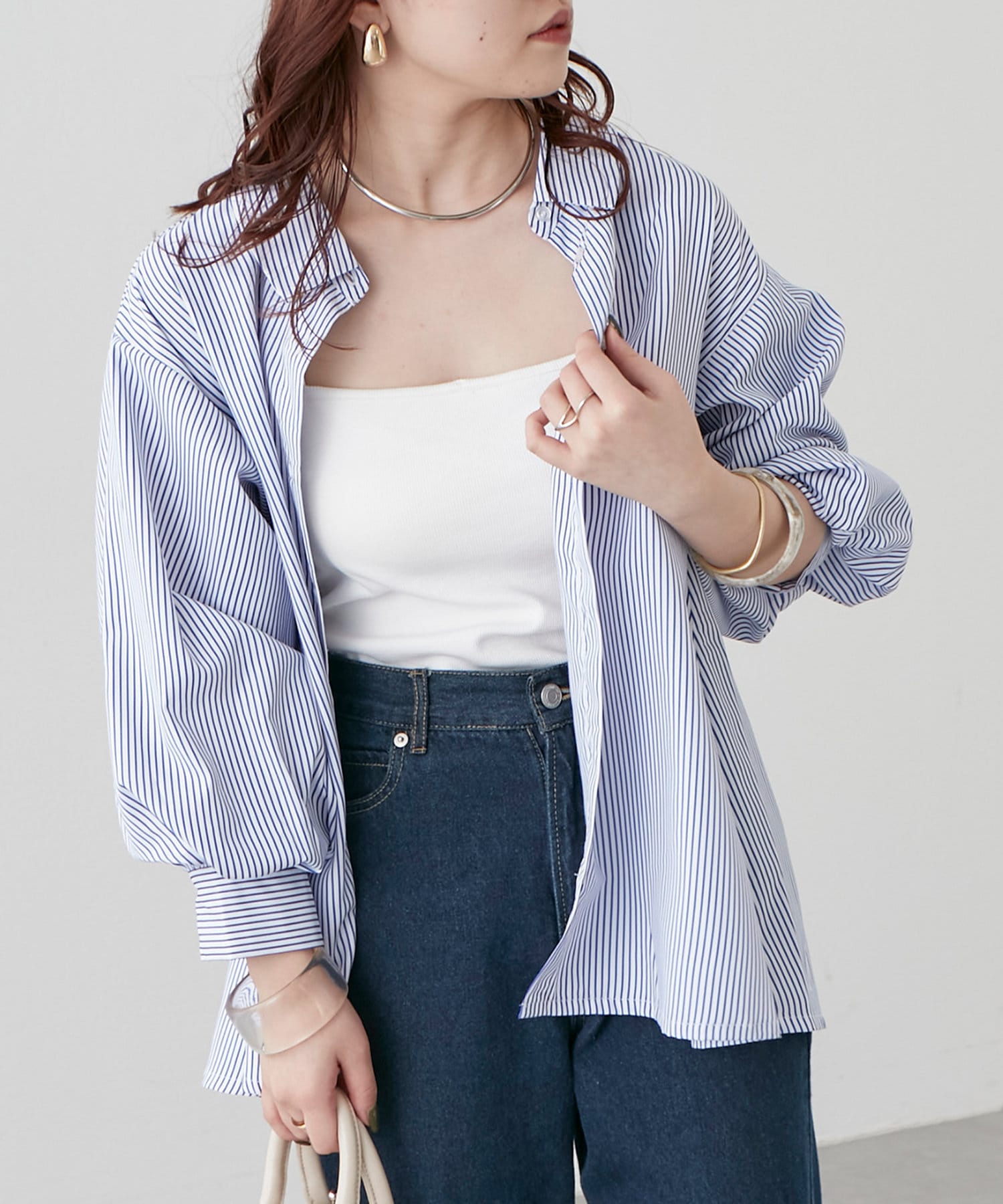 柄アソートバックレースアップシャツ | NICE CLAUP / OLIVE des OLIVE