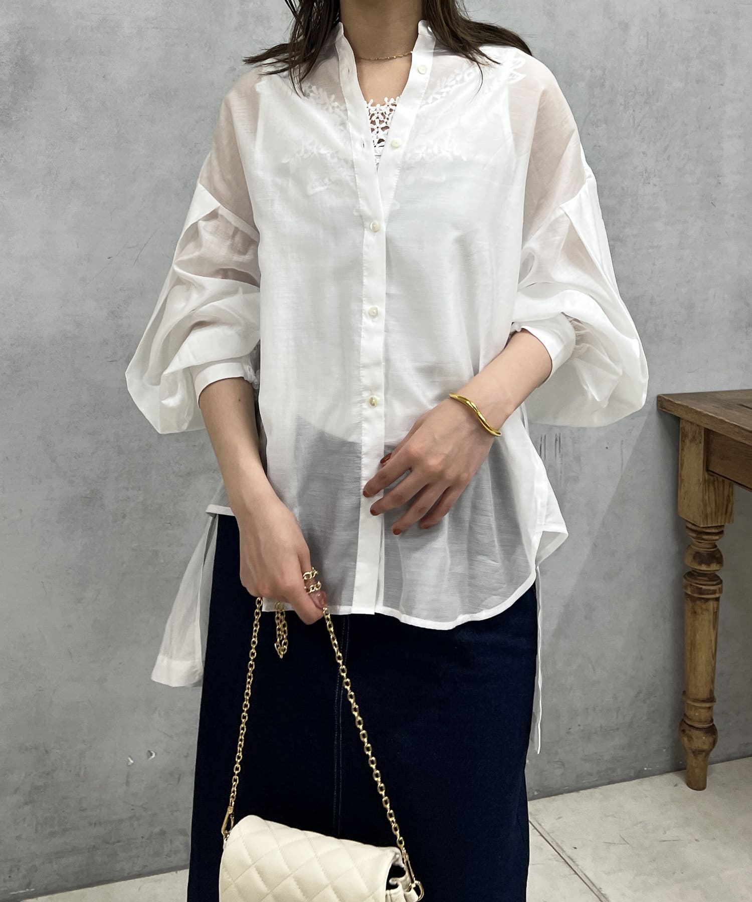 un dix cors(アンディコール) 袖タックシャツ