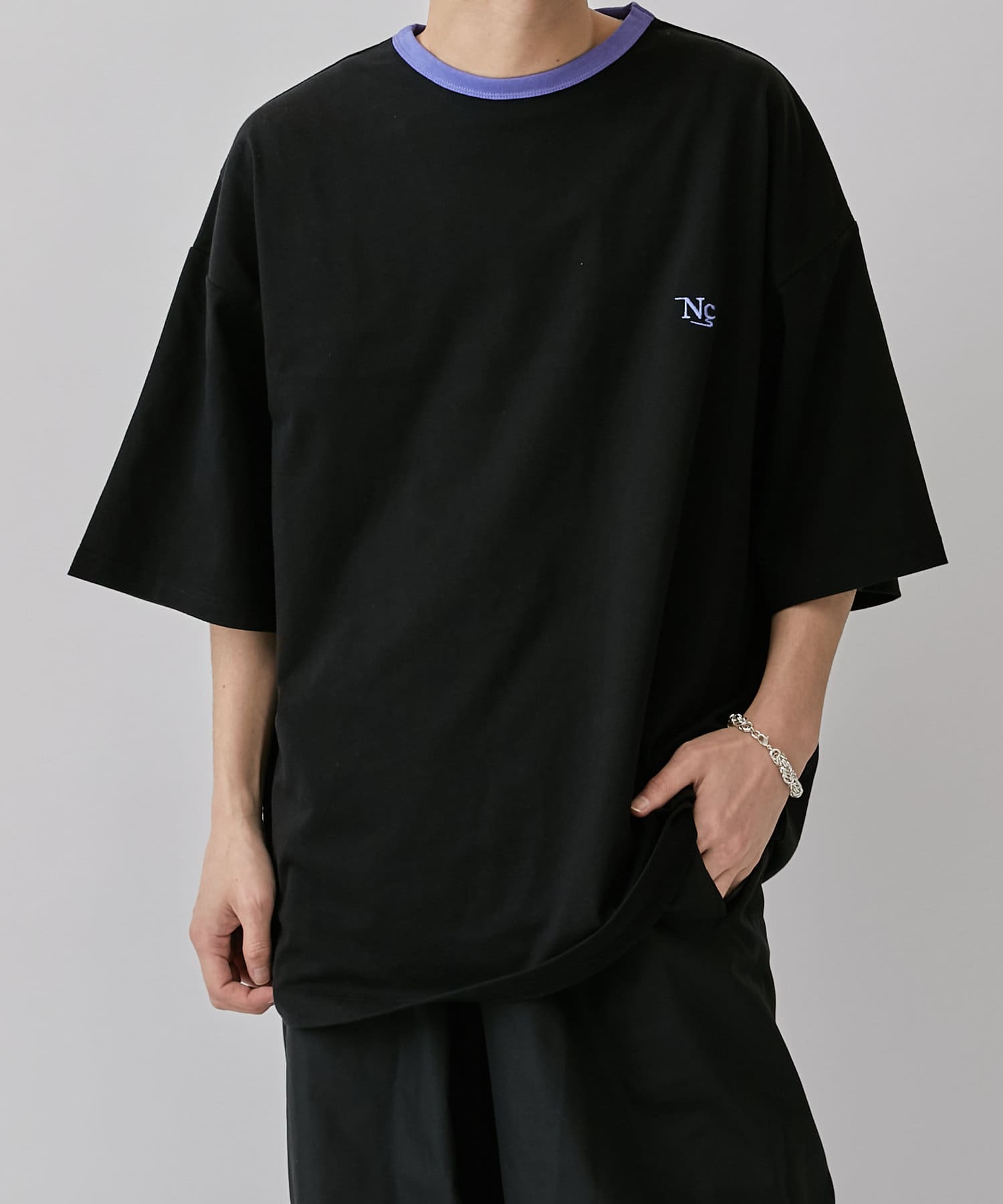 Lui's(ルイス) 【Neucon / ニューコン】23SS リンガー刺繍ルーズフィットTシャツ