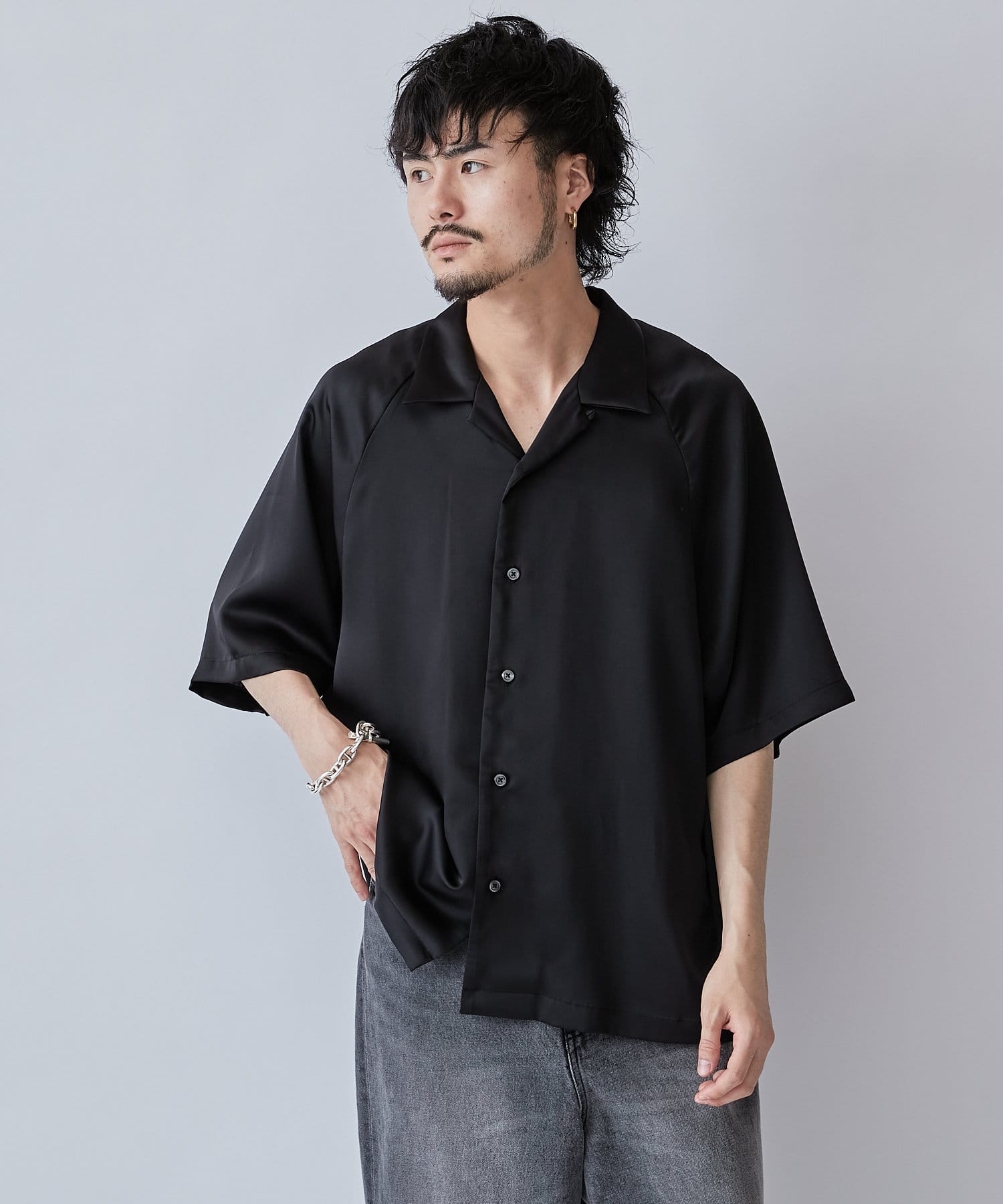 サテンオープンカラーショートスリーブシャツ | Lui's(ルイス)メンズ 