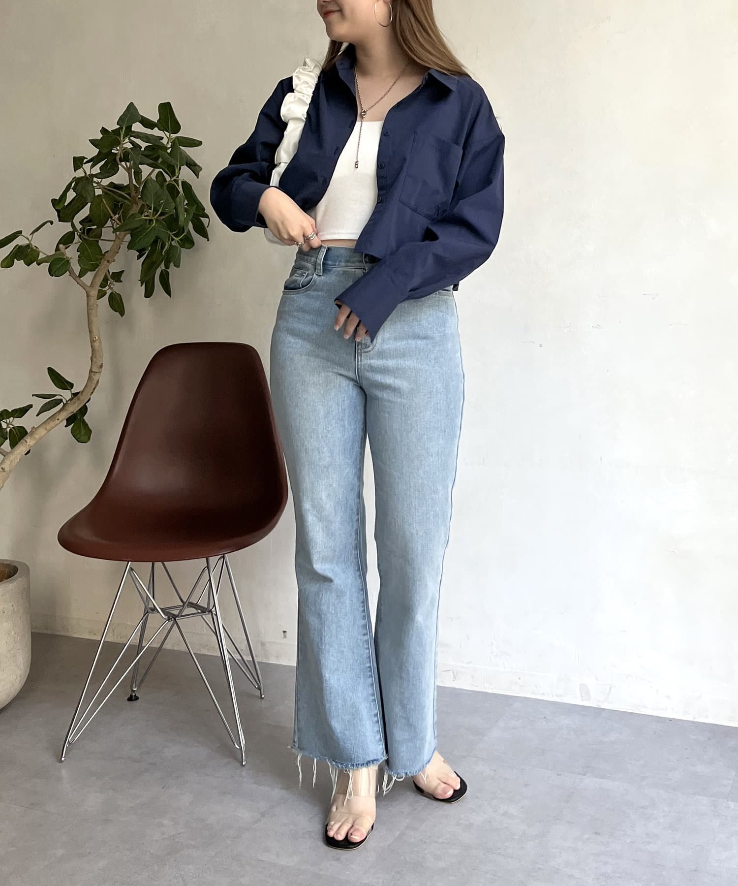 prose verse(プロズヴェール) ポケット刺繍クロップドシャツ