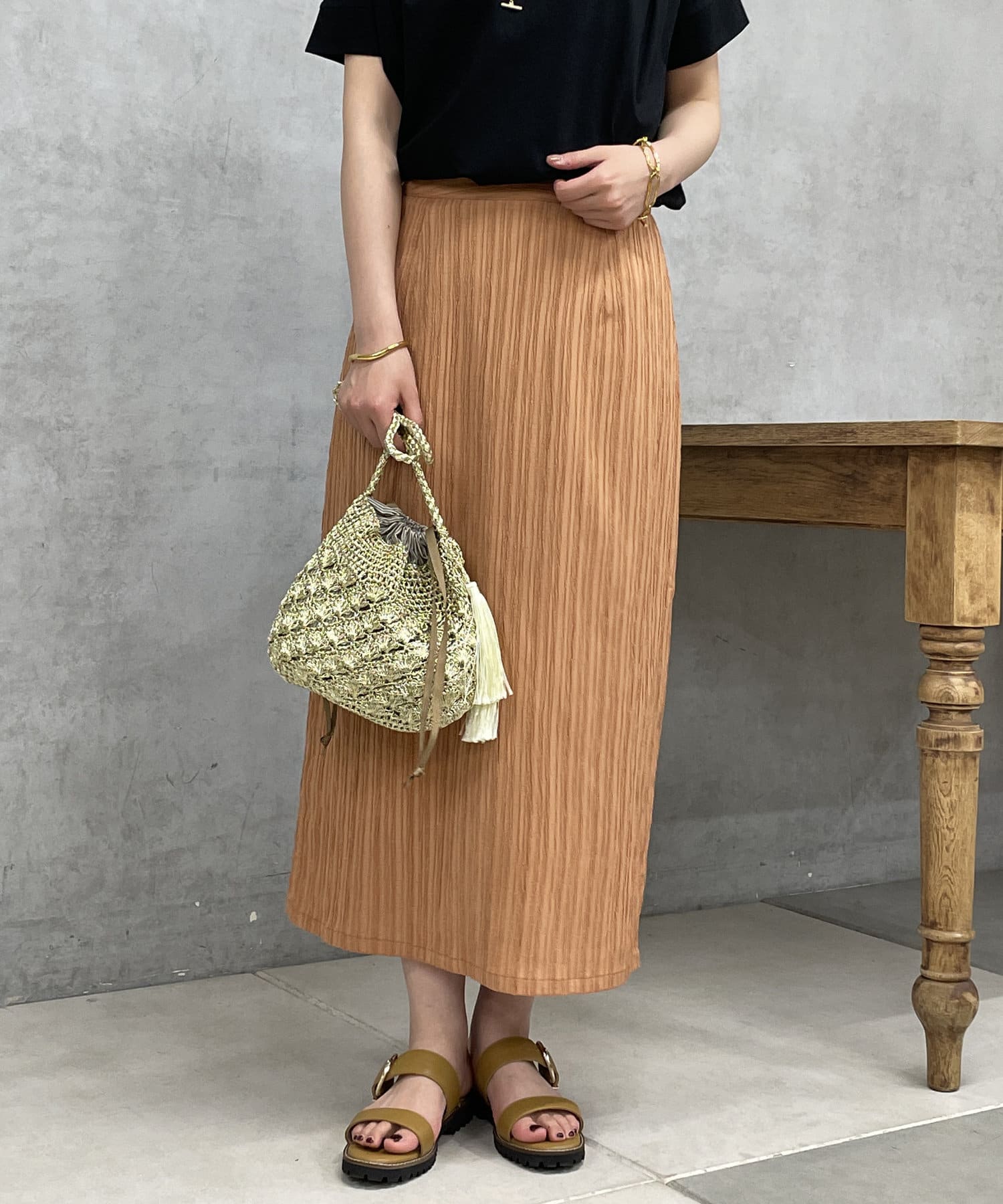 un dix cors(アンディコール) 楊柳グログランスカート