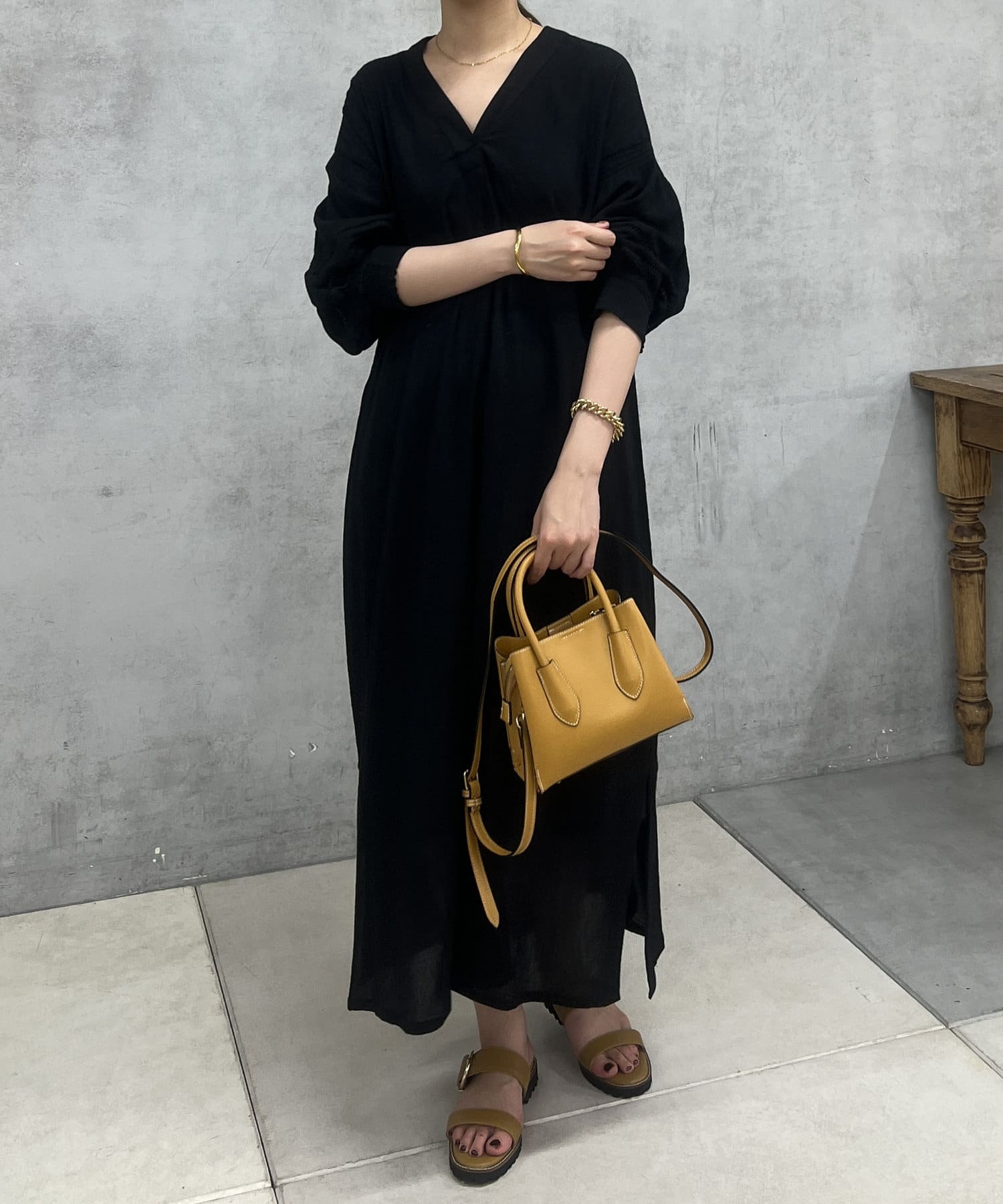 un dix cors(アンディコール) 楊柳ハシゴスリーブワンピース