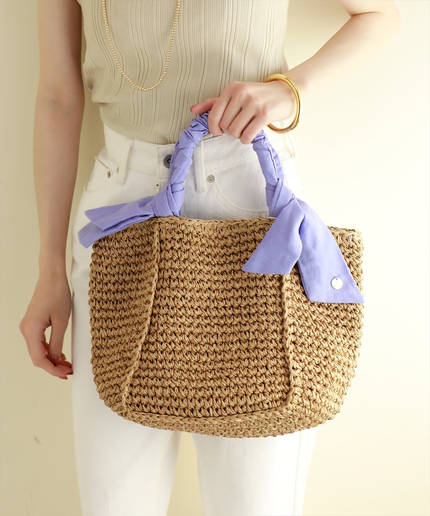 手編み　トートバッグ - 3