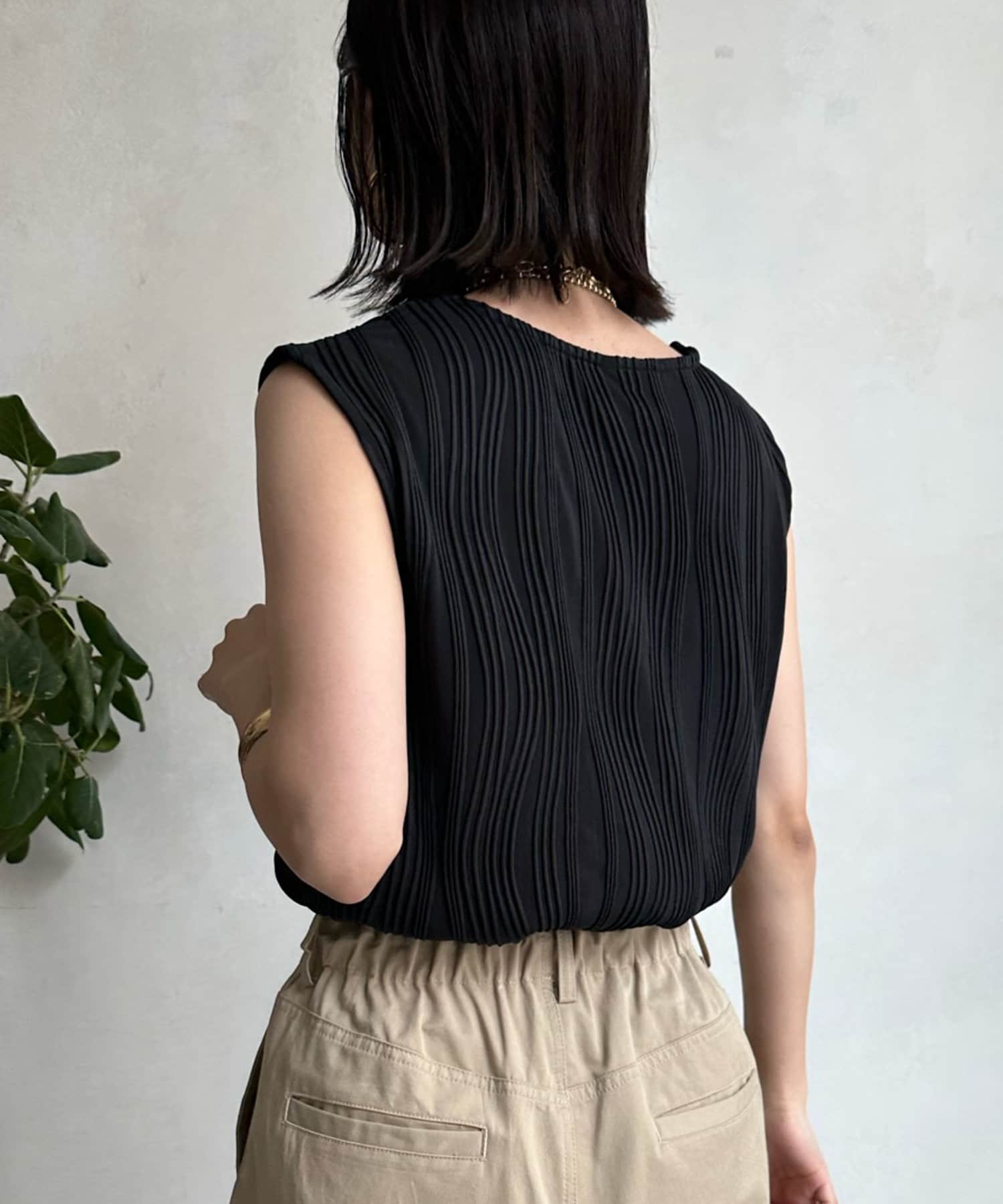 DOUDOU(ドゥドゥ) 【WEB限定】ナミ柄ノースリーブトップス