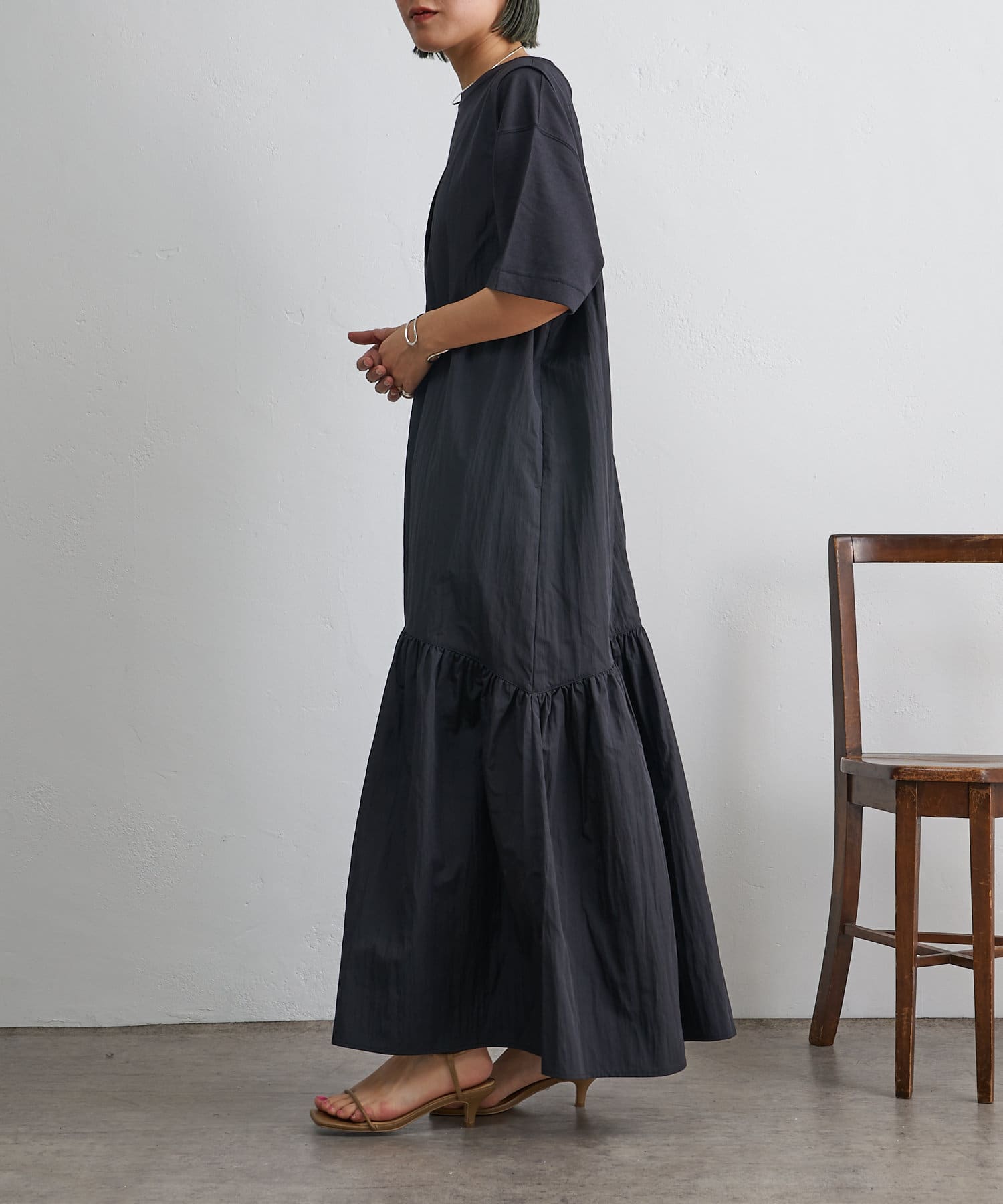 Omekashi(オメカシ) タフタギャザージャンパースカート