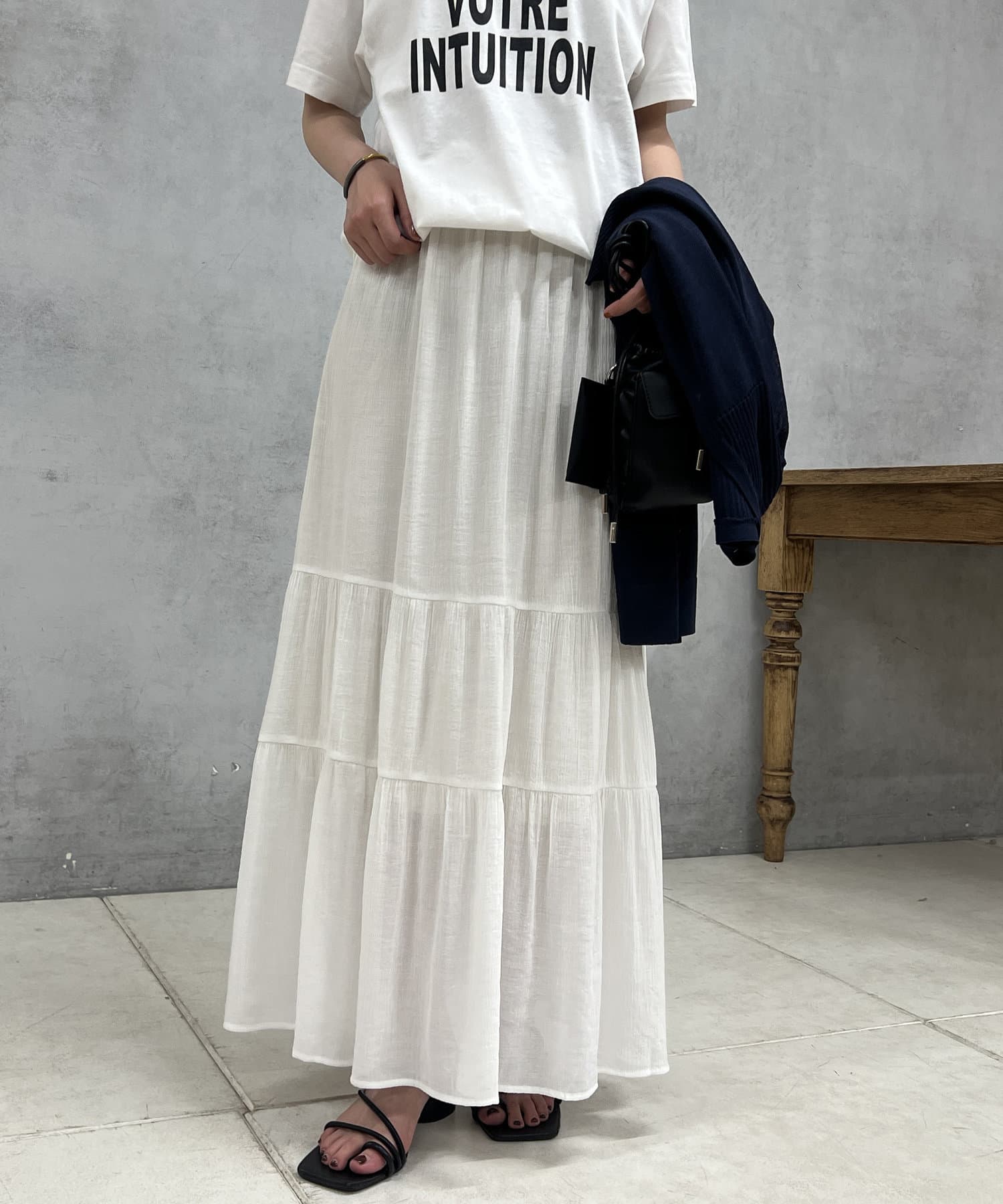 un dix cors(アンディコール) 楊柳ティアードロングスカート