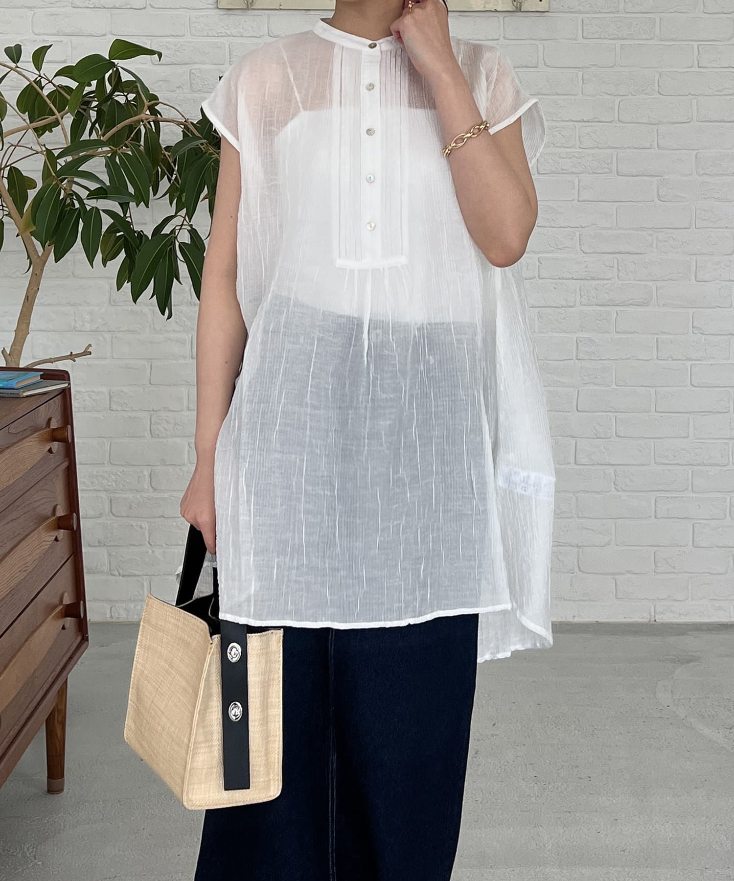 un dix cors(アンディコール) ピンタックチュニックブラウス