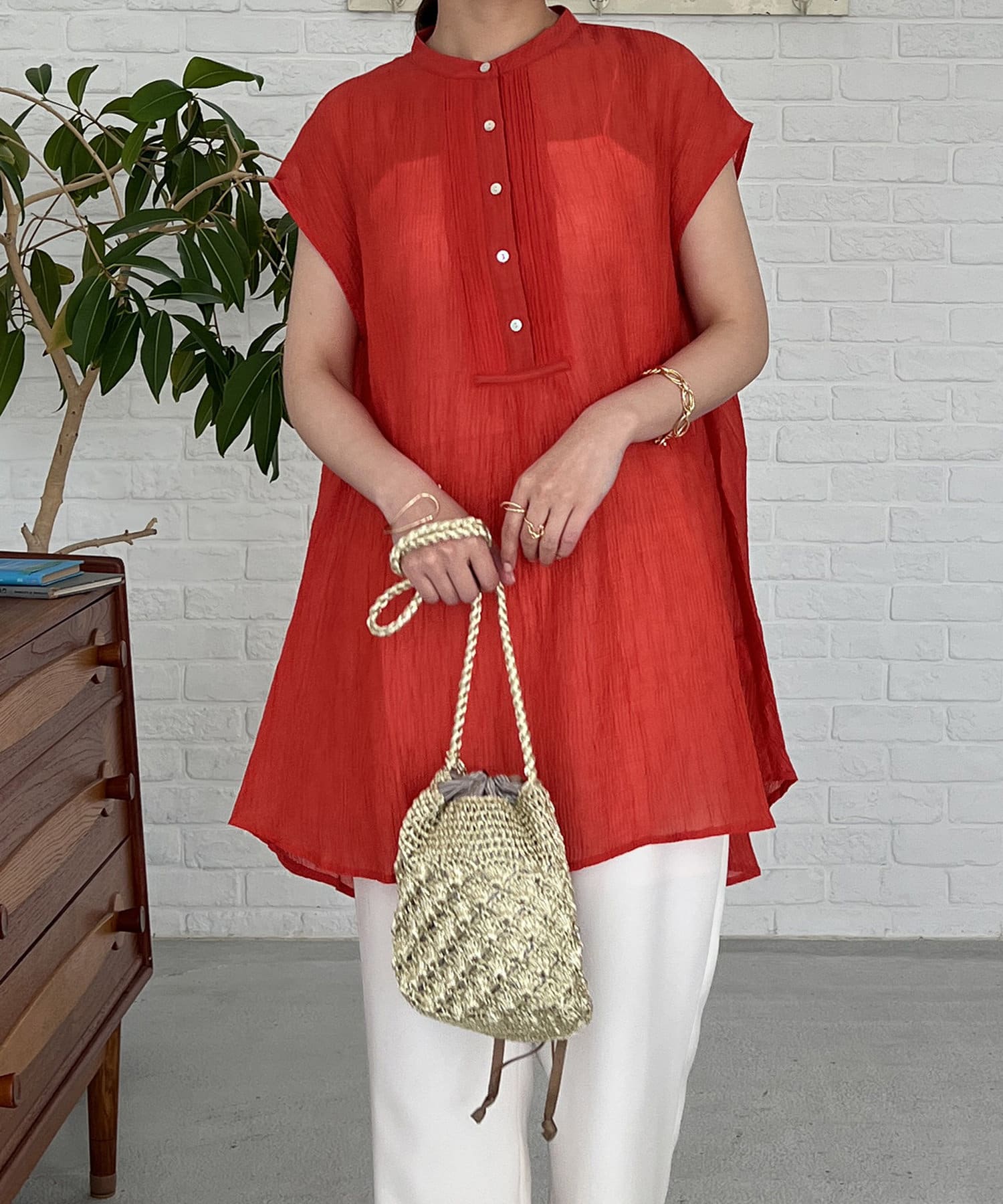 un dix cors(アンディコール) ピンタックチュニックブラウス