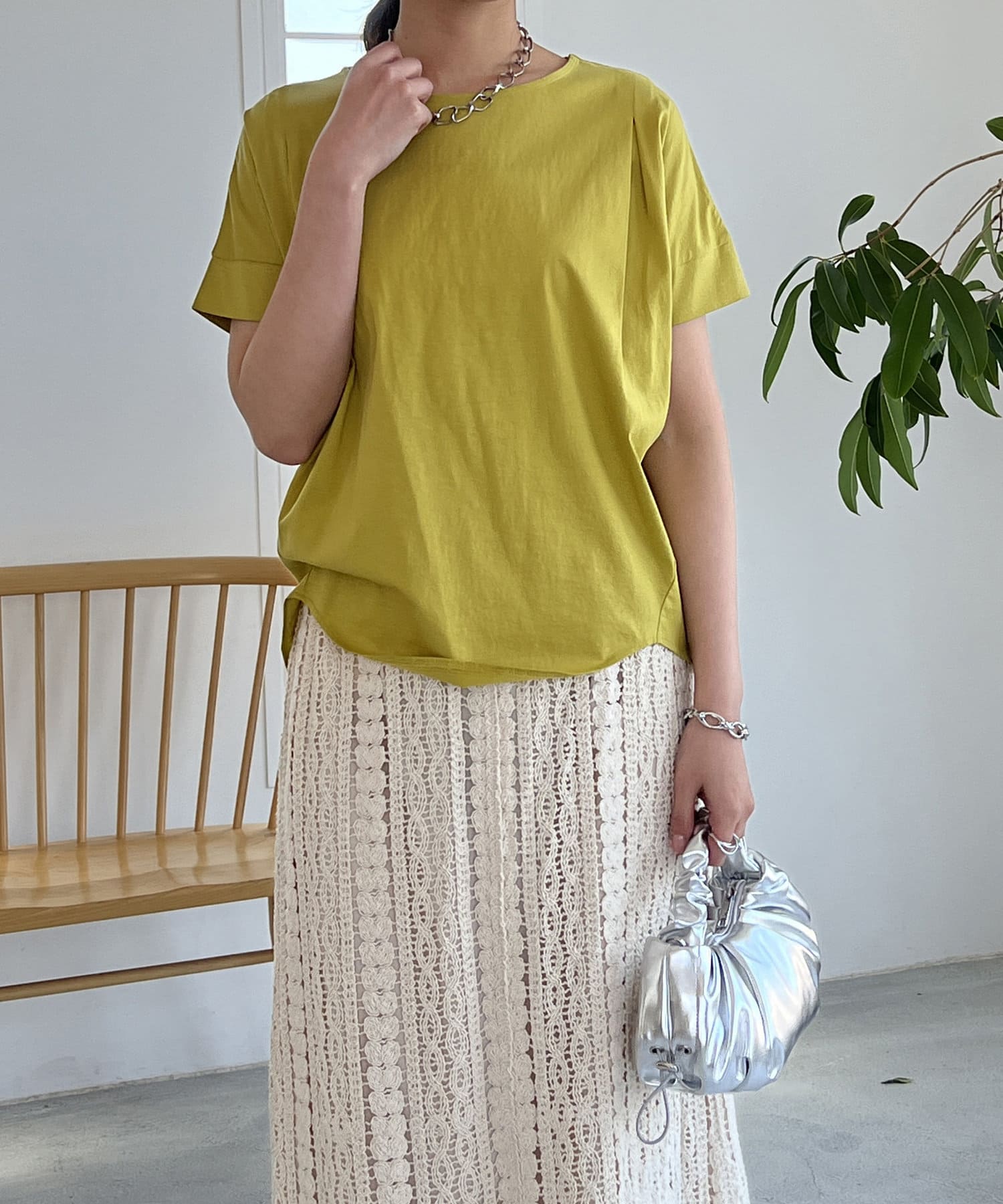 un dix cors(アンディコール) バイオシルケット裾ラウンドプルオーバー