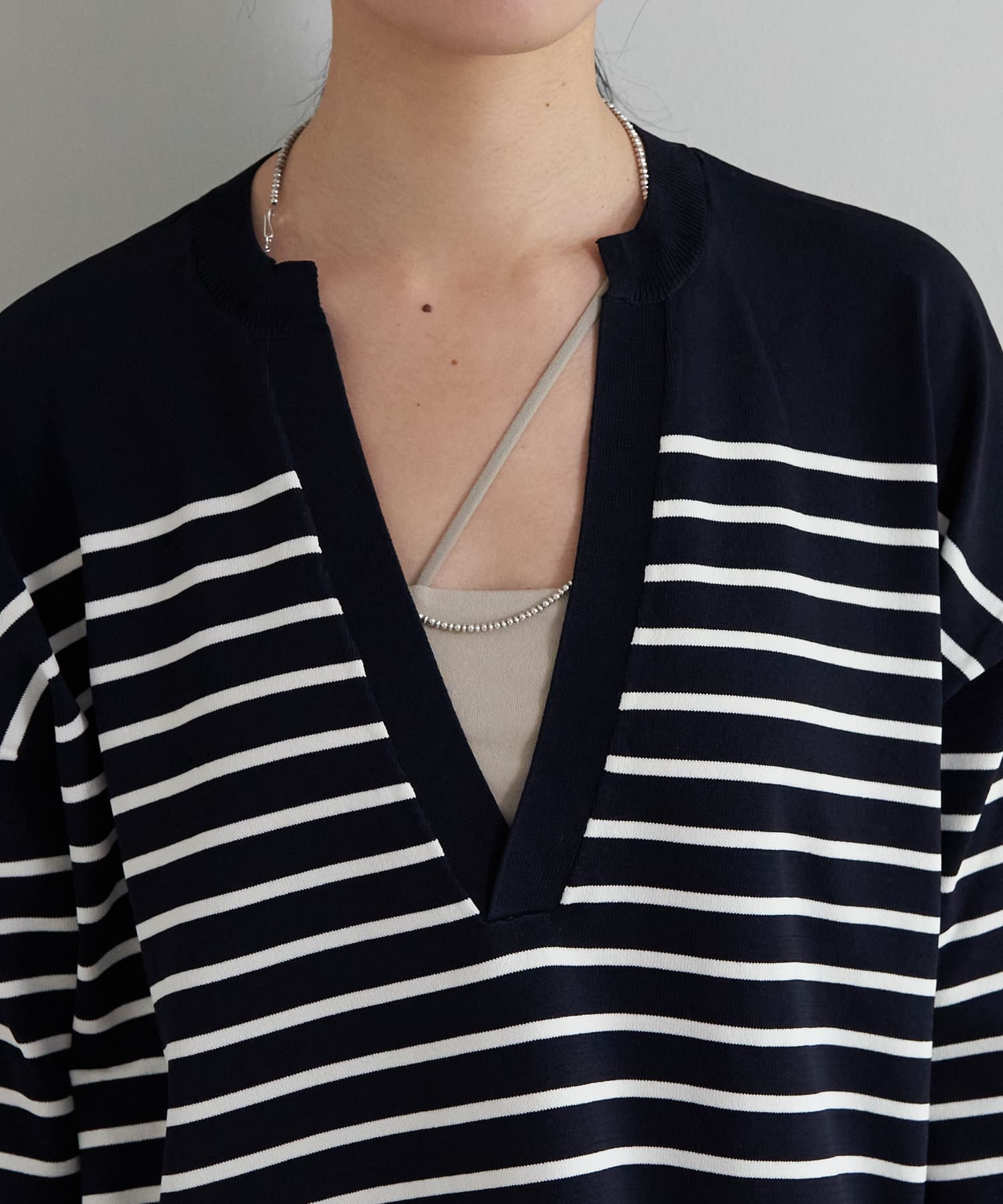 OUTLET(アウトレット) 【SHENERY】ポリエステルボーダーニット