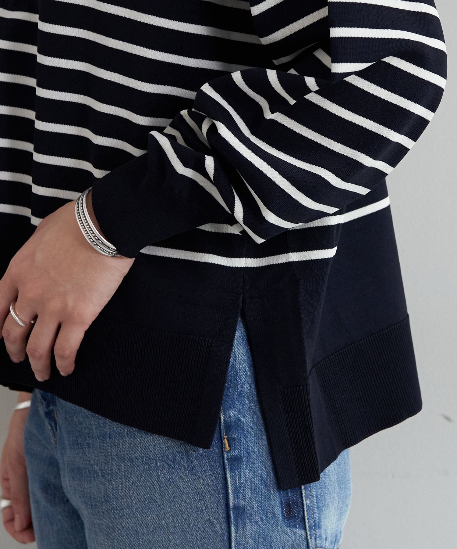 OUTLET(アウトレット) 【SHENERY】ポリエステルボーダーニット