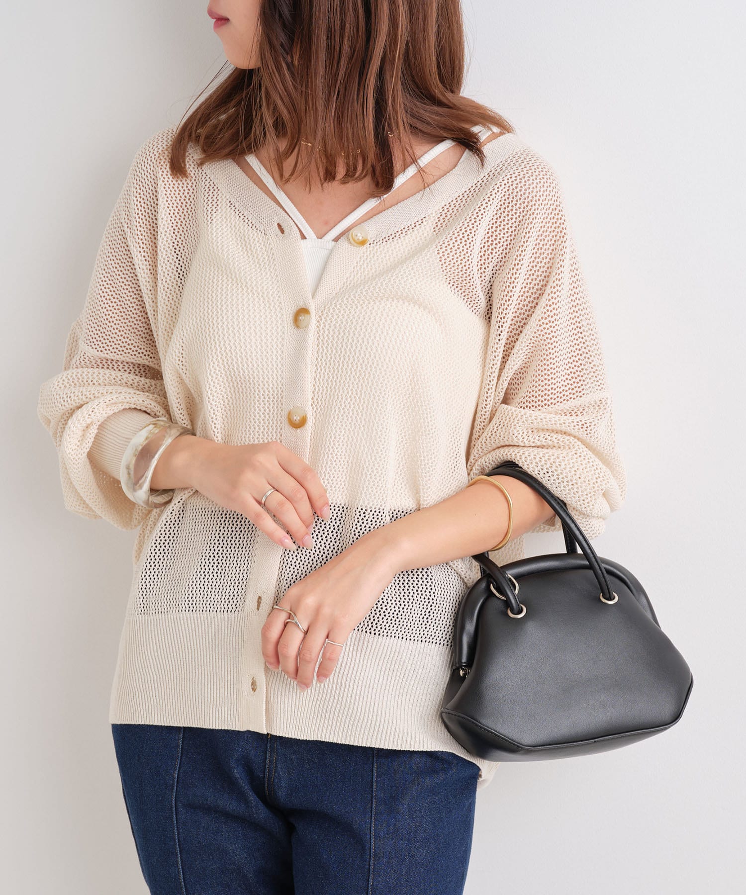 メッシュ編カーディガン | NICE CLAUP / OLIVE des OLIVE OUTLET(ナイ