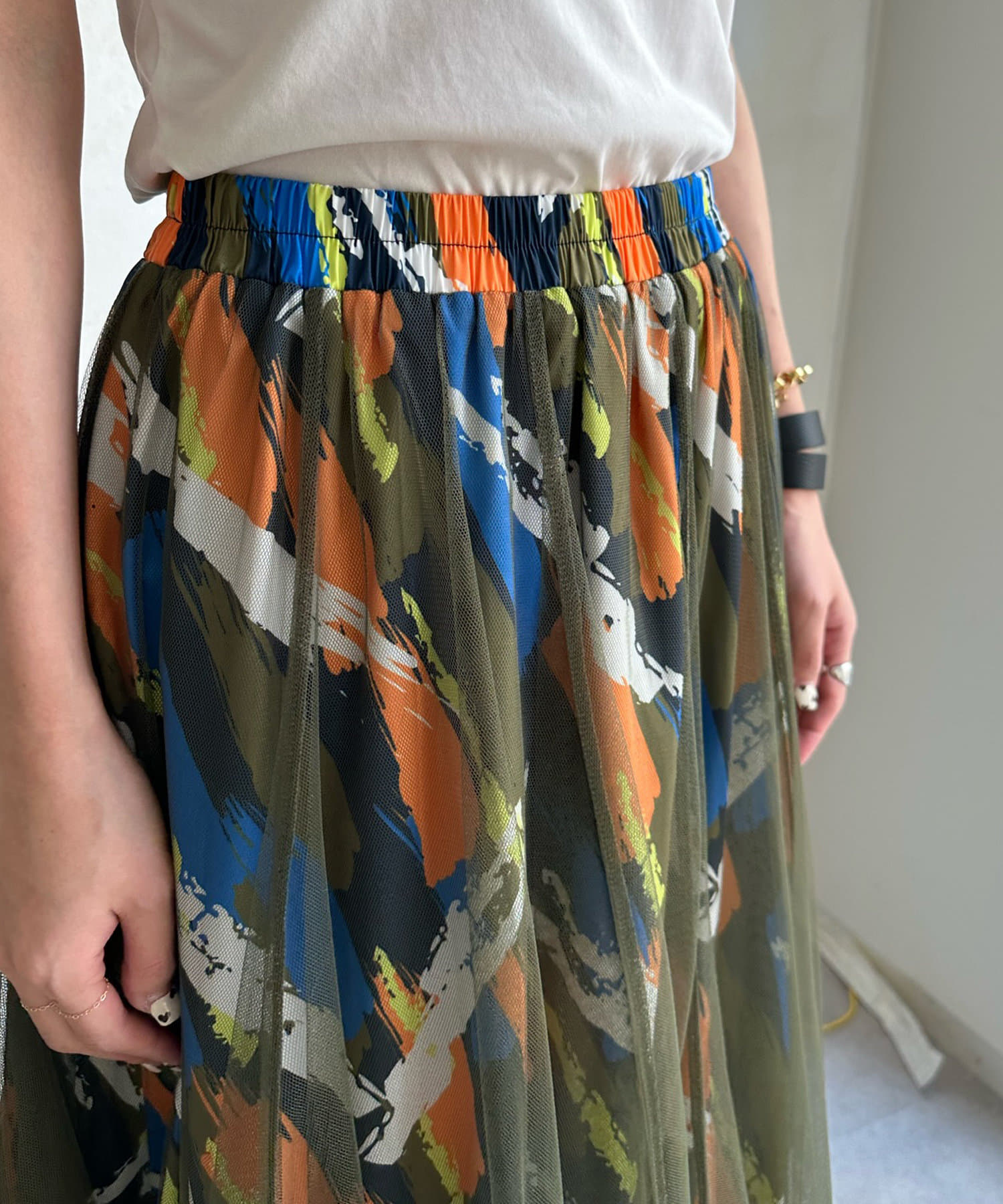 DOUDOU(ドゥドゥ) 【WEB限定】カラフルペイントチュールスカート