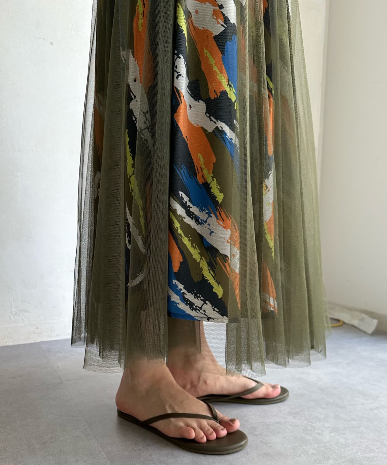 DOUDOU(ドゥドゥ) 【WEB限定】カラフルペイントチュールスカート