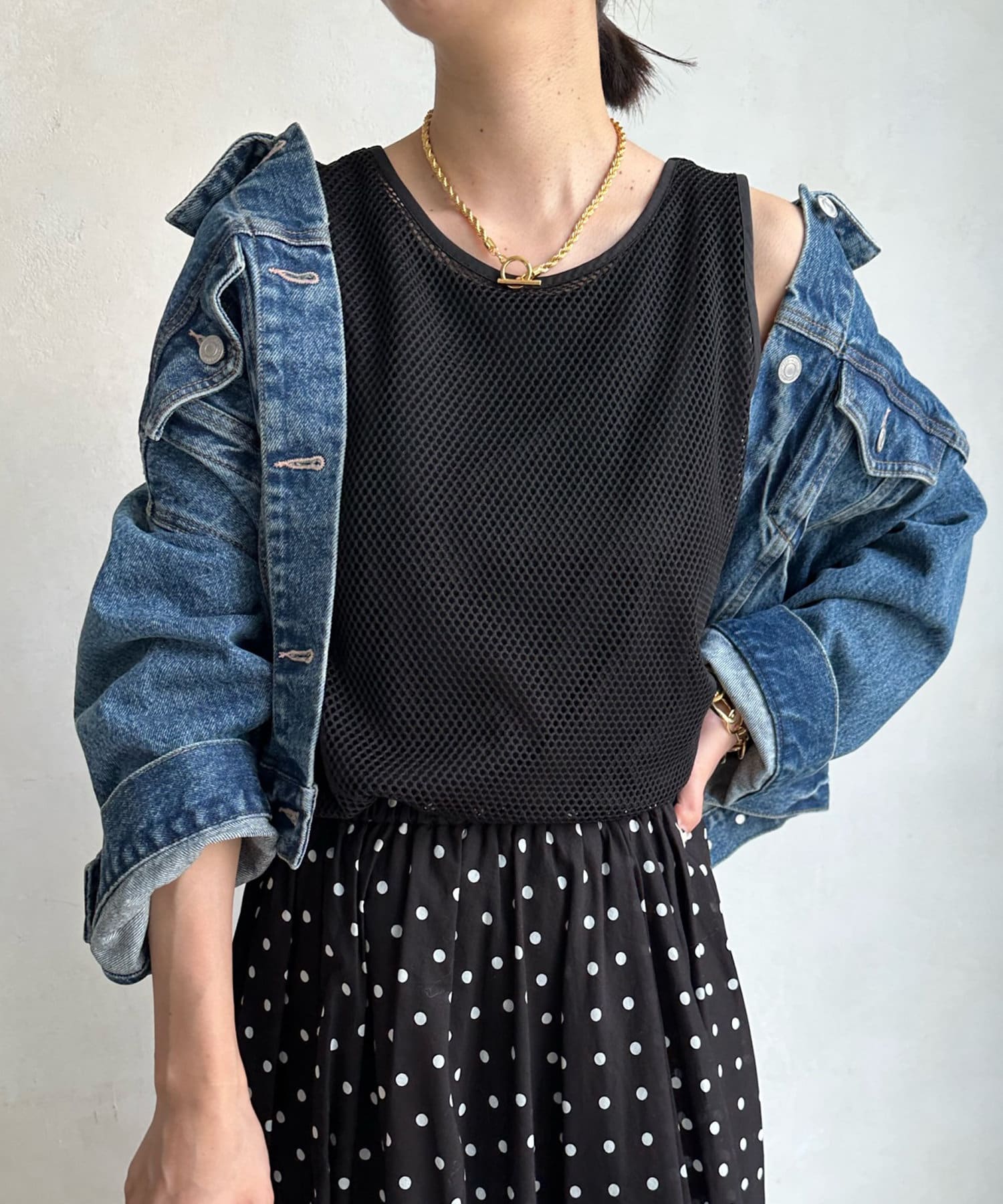 DOUDOU(ドゥドゥ) 【WEB限定】メッシュレイヤードタンクトップ